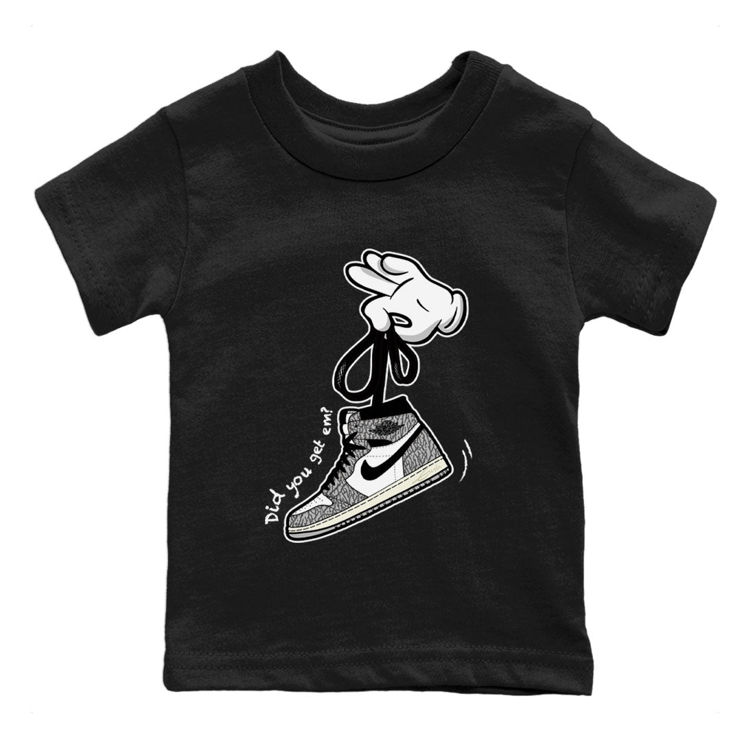 Cartoon Hands Kids Tops - Air Jordan 1 White Cement