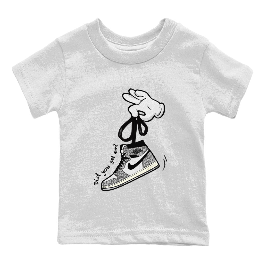 Cartoon Hands Kids Tops - Air Jordan 1 White Cement