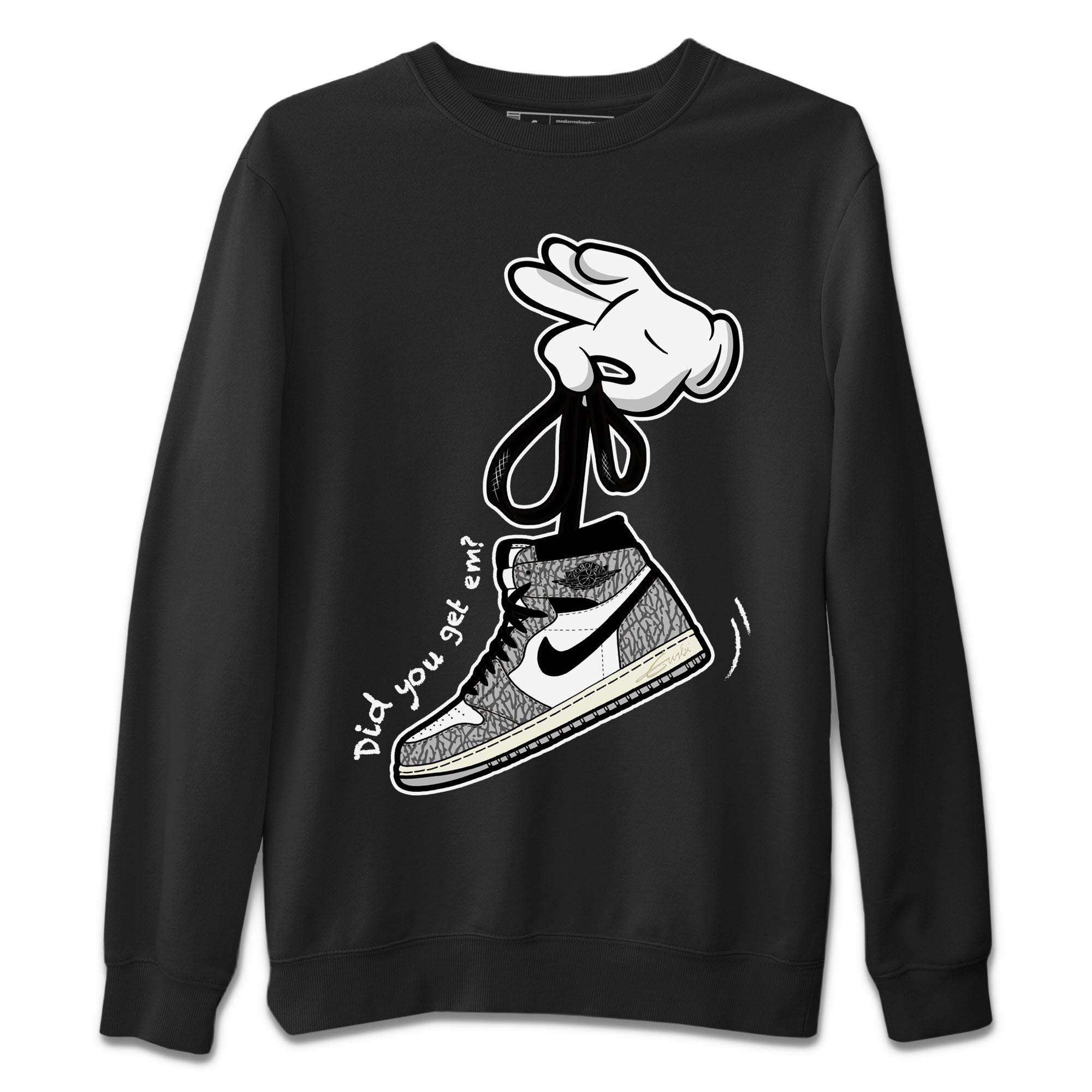 Cartoon Hands Unisex Tops - Air Jordan 1 White Cement
