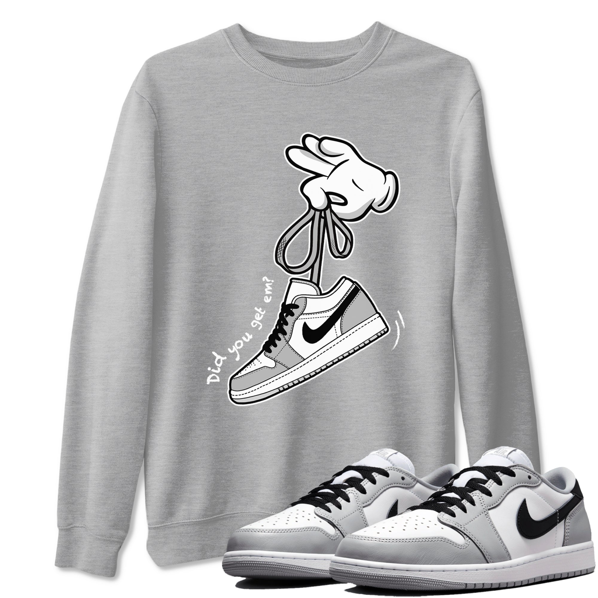Cartoon Hands snkmatch Tees - Air Jordan 1 Wolf Grey