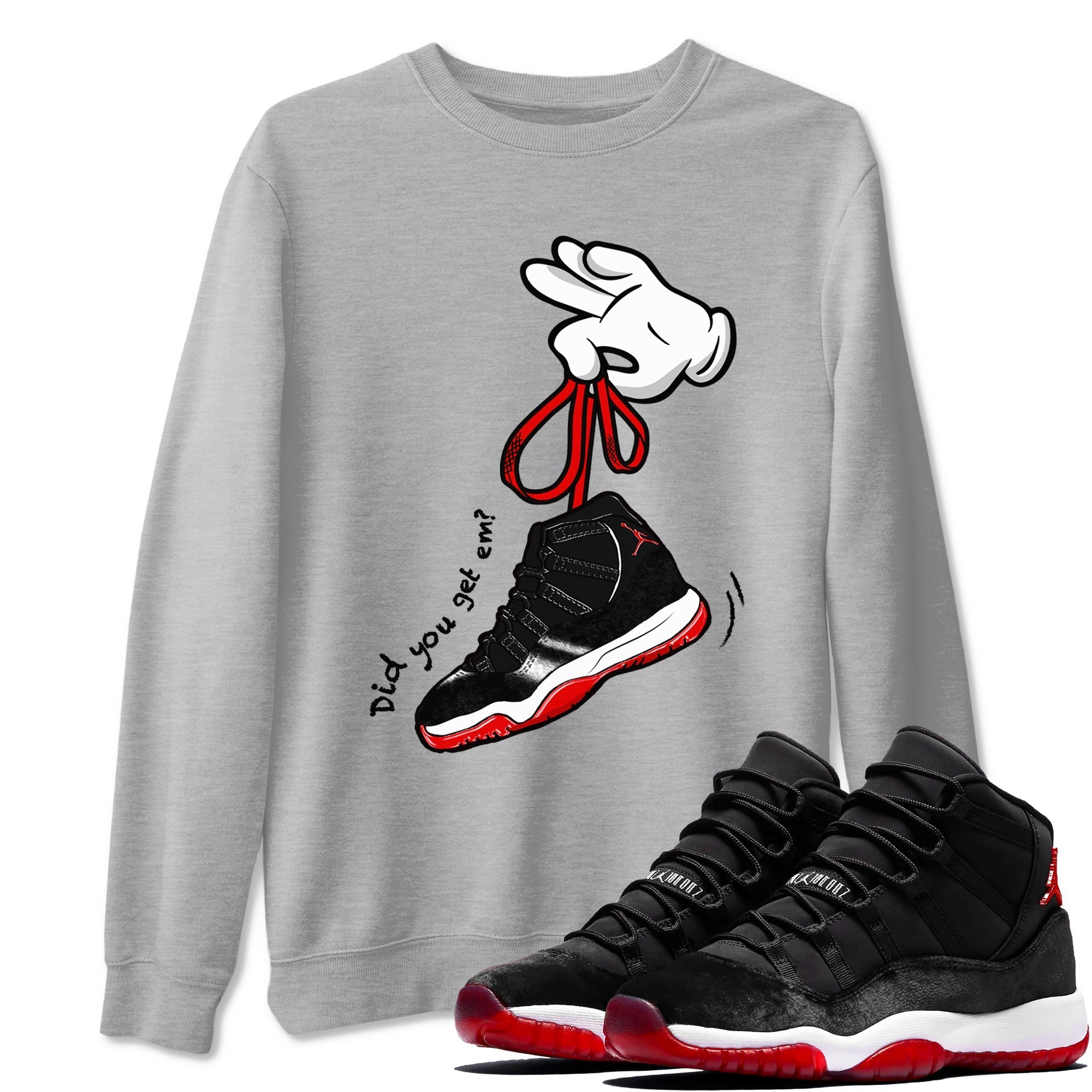 Cartoon Hands snkmatch Tees - Air Jordan 11 Bred Velvet