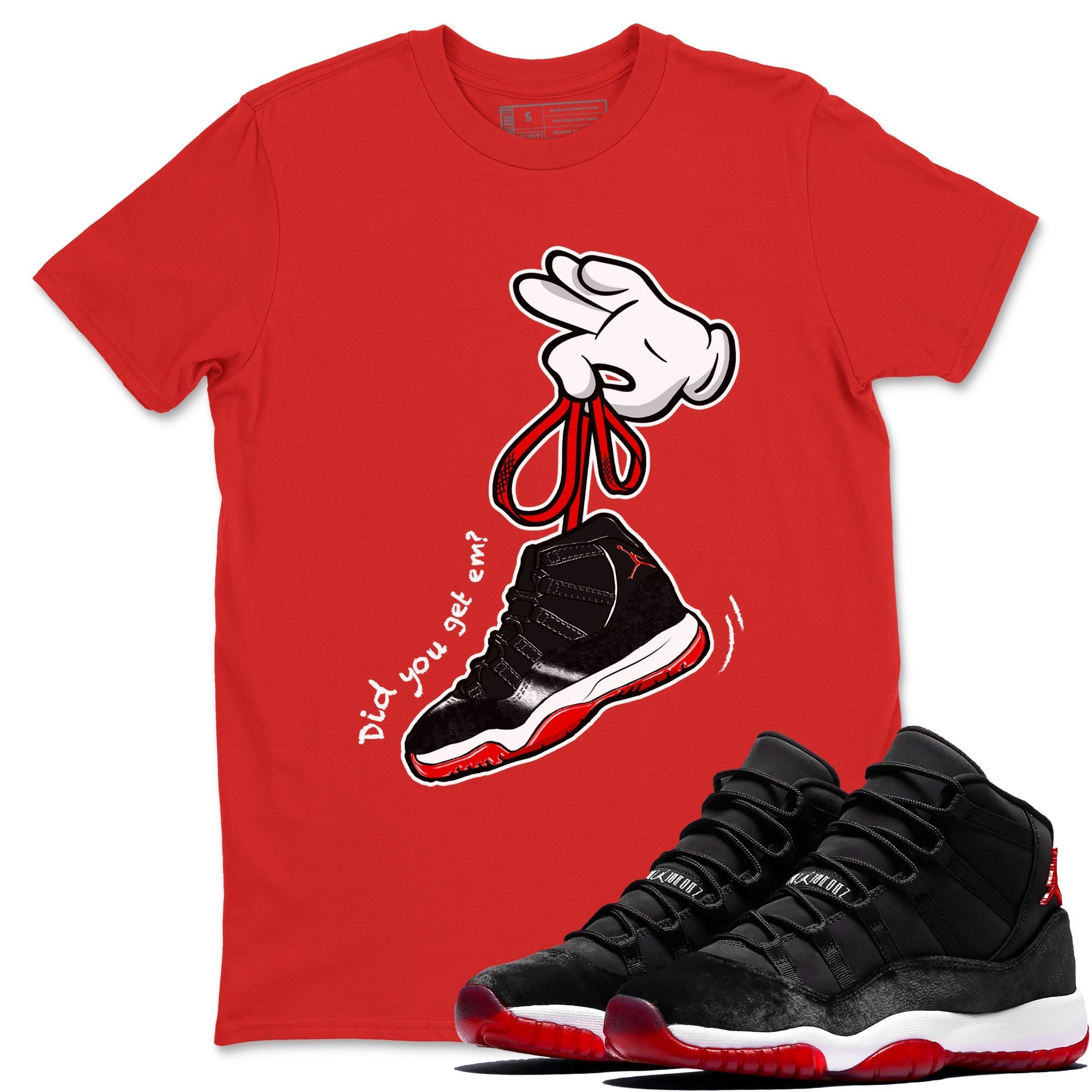 Cartoon Hands snkmatch Tees - Air Jordan 11 Bred Velvet