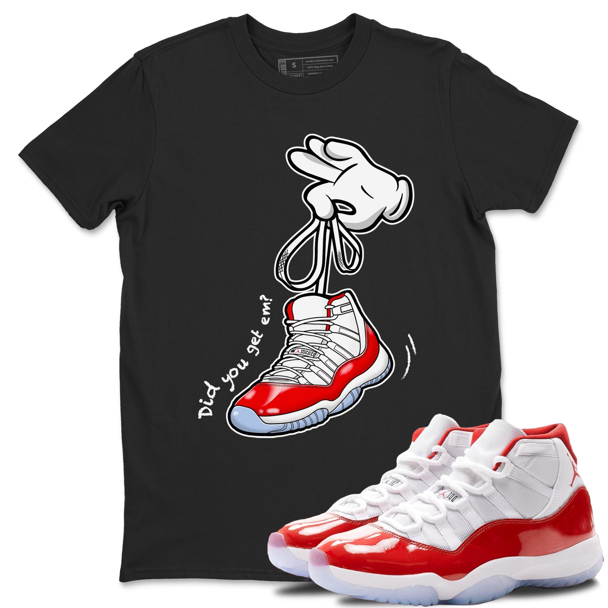 Cartoon Hands snkmatch Tees - Air Jordan 11 Cherry