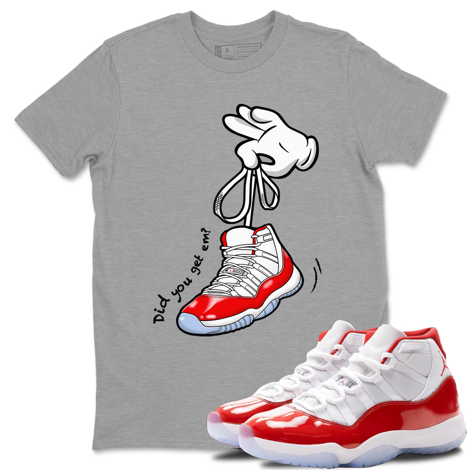 Cartoon Hands snkmatch Tees - Air Jordan 11 Cherry