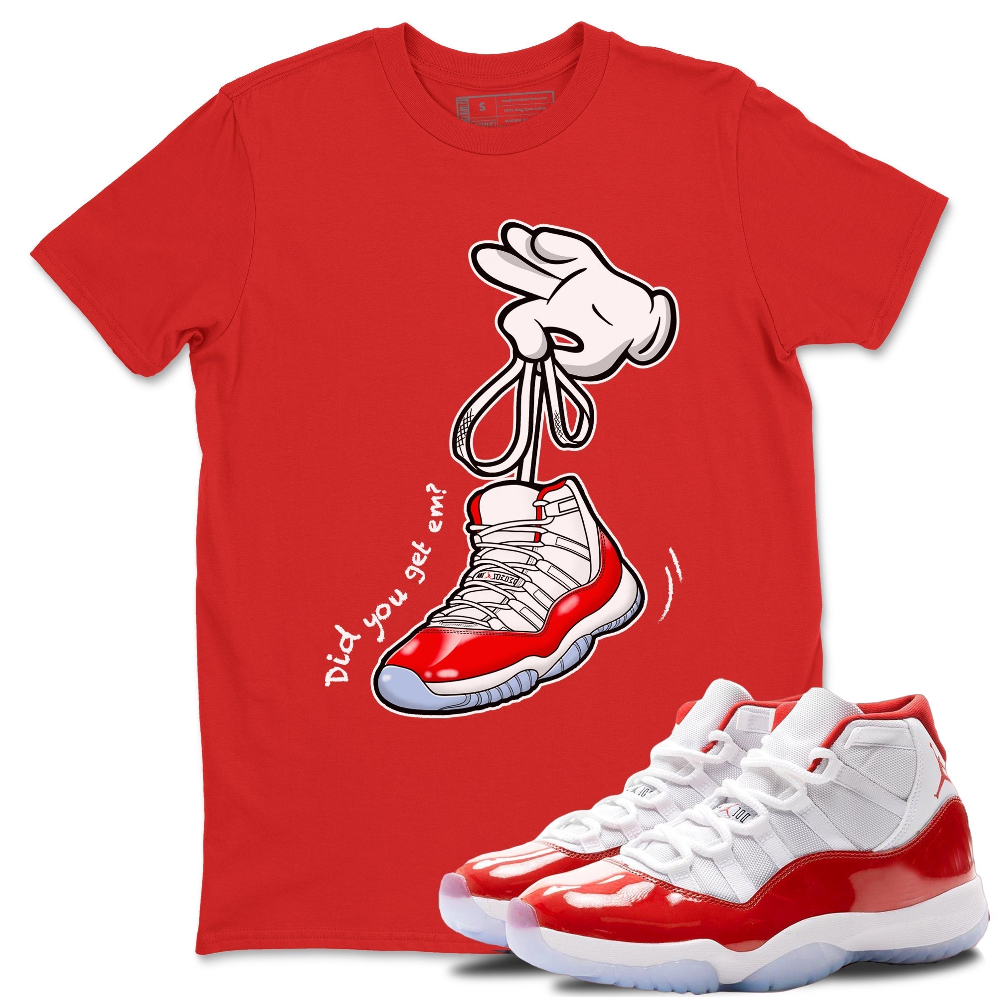 Cartoon Hands snkmatch Tees - Air Jordan 11 Cherry
