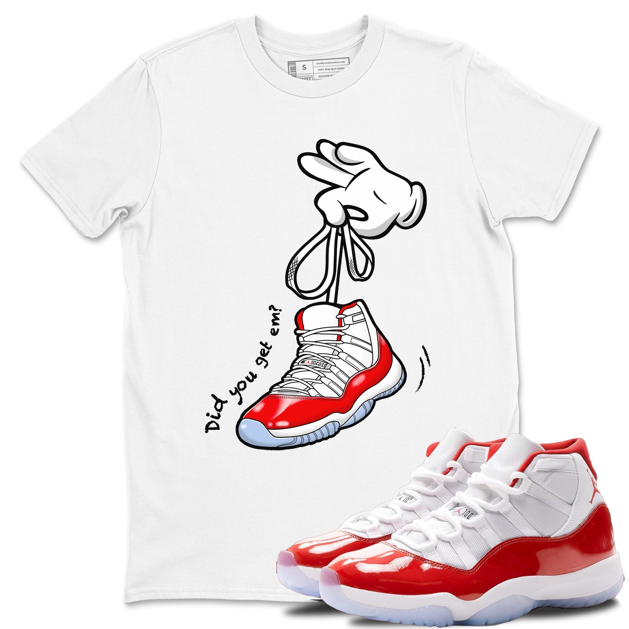 Cartoon Hands snkmatch Tees - Air Jordan 11 Cherry