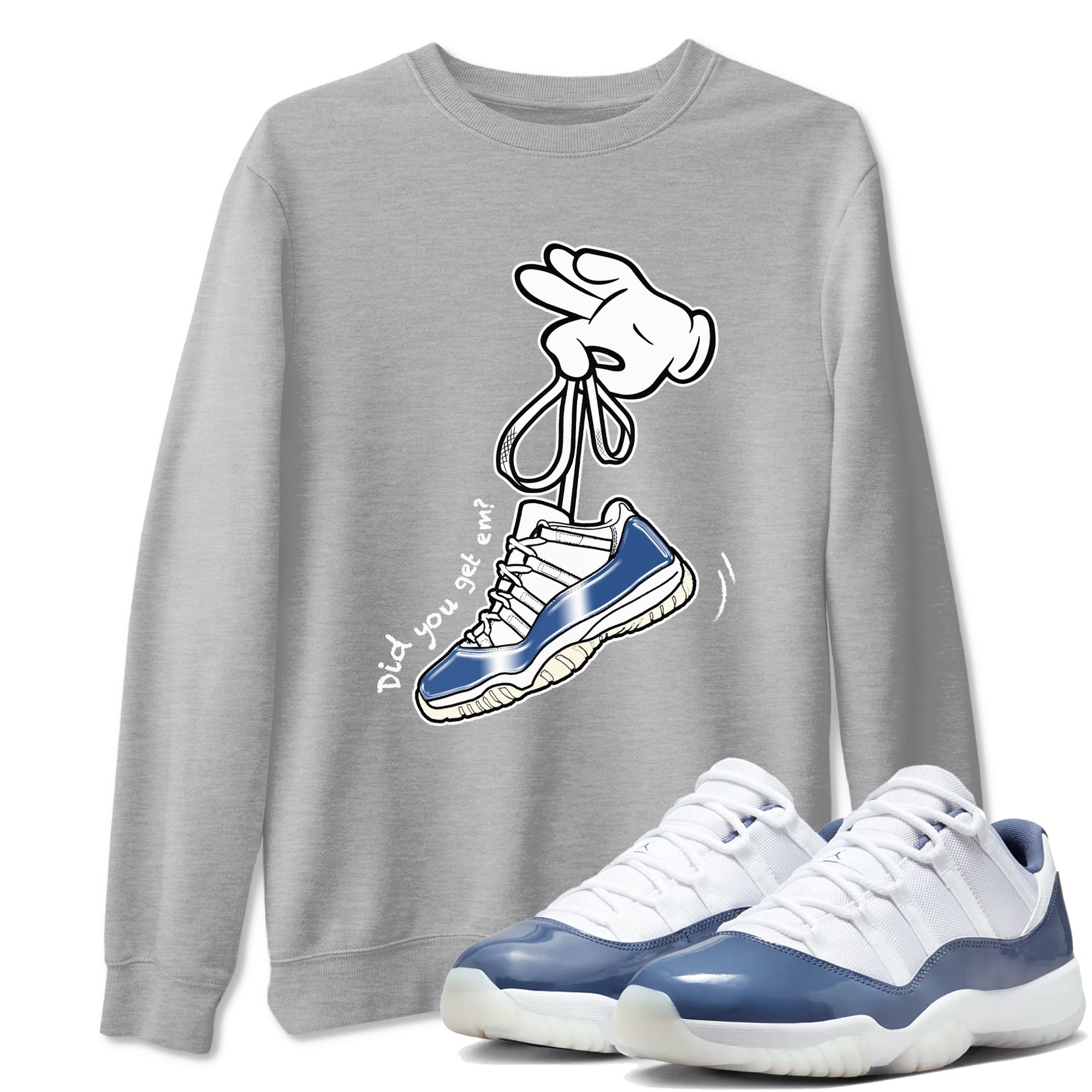 Cartoon Hands snkmatch Tees - Air Jordan 11 Diffused Blue