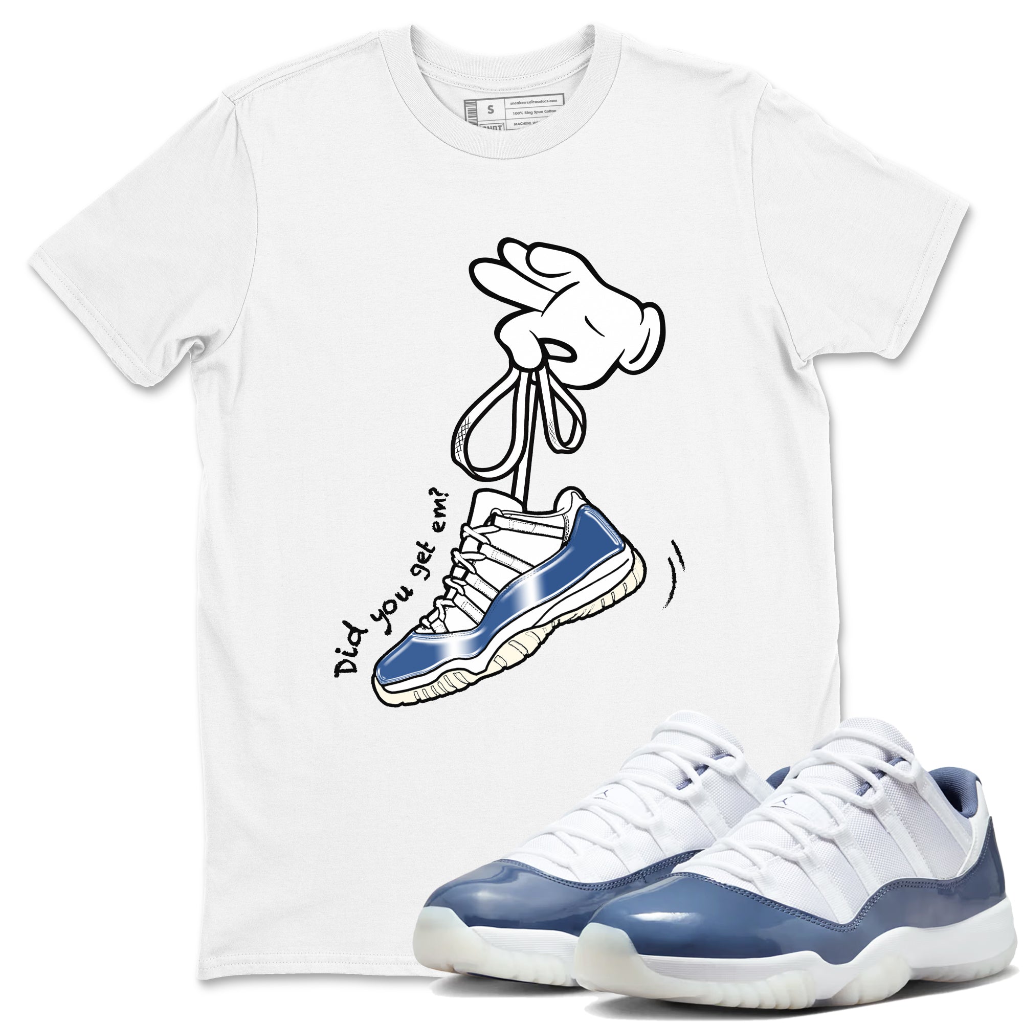 Cartoon Hands snkmatch Tees - Air Jordan 11 Diffused Blue