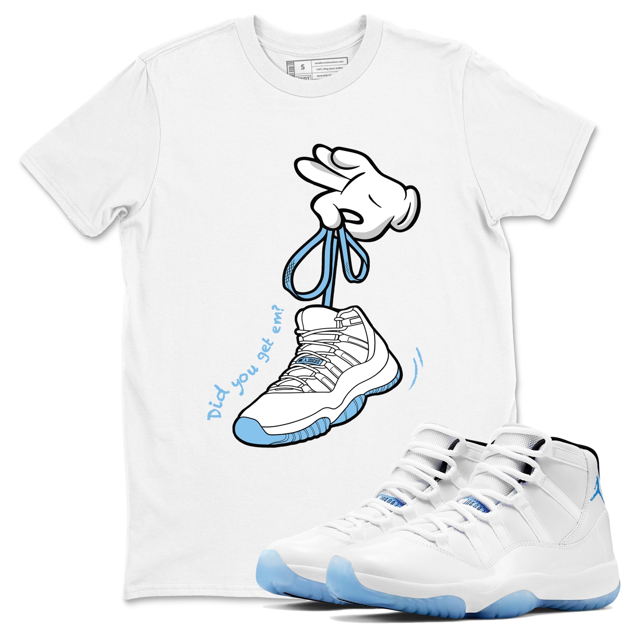 Cartoon Hands snkmatch Tees - Air Jordan 11 Legend Blue