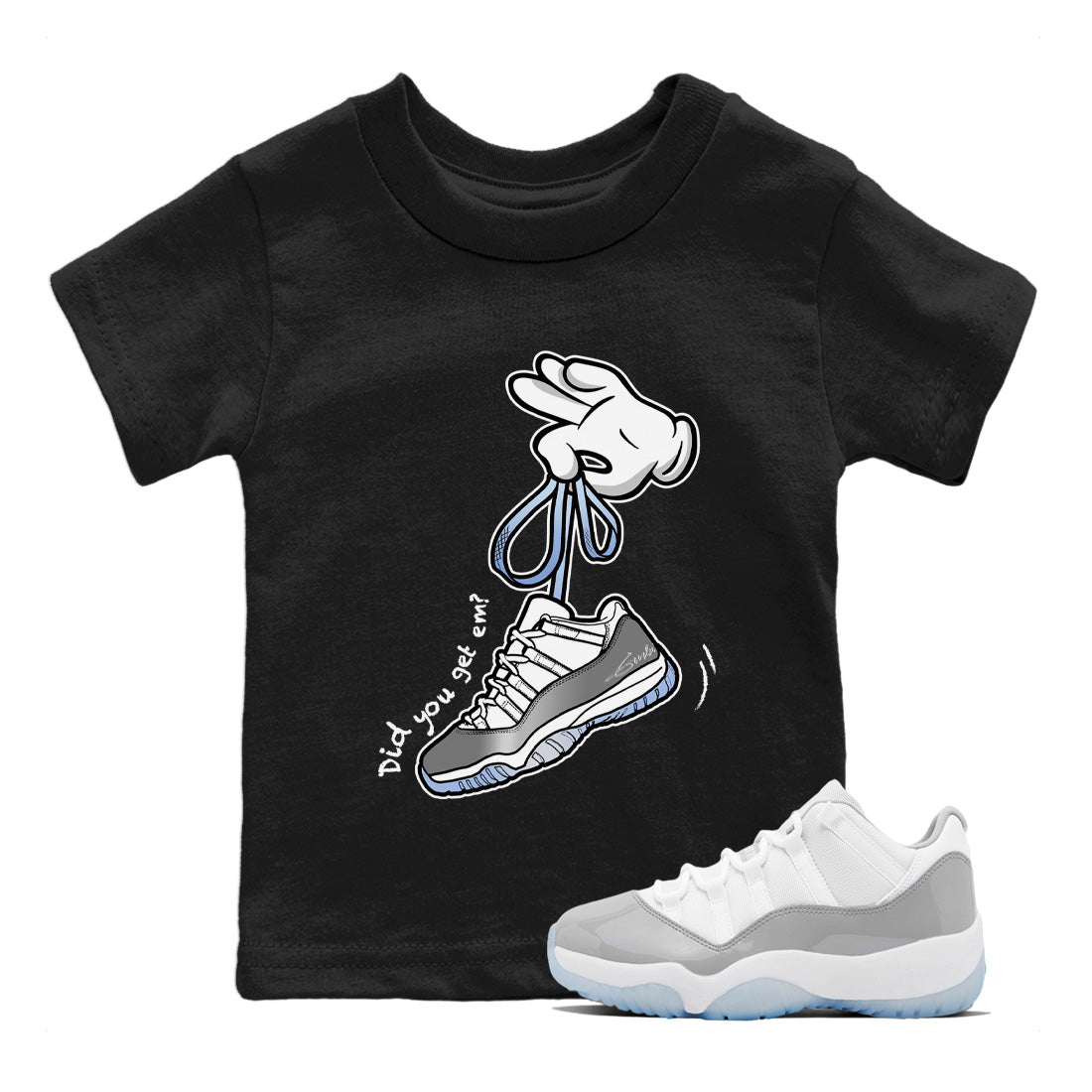 Cartoon Hands Kids Tops - Air Jordan 11 White Cement