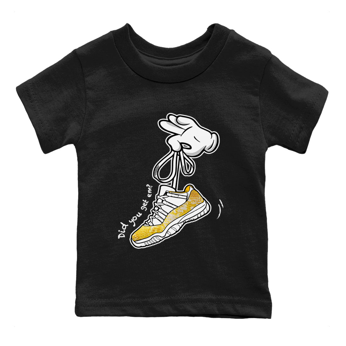 Cartoon Hands Kids Tops - Air Jordan 11 Yellow Python