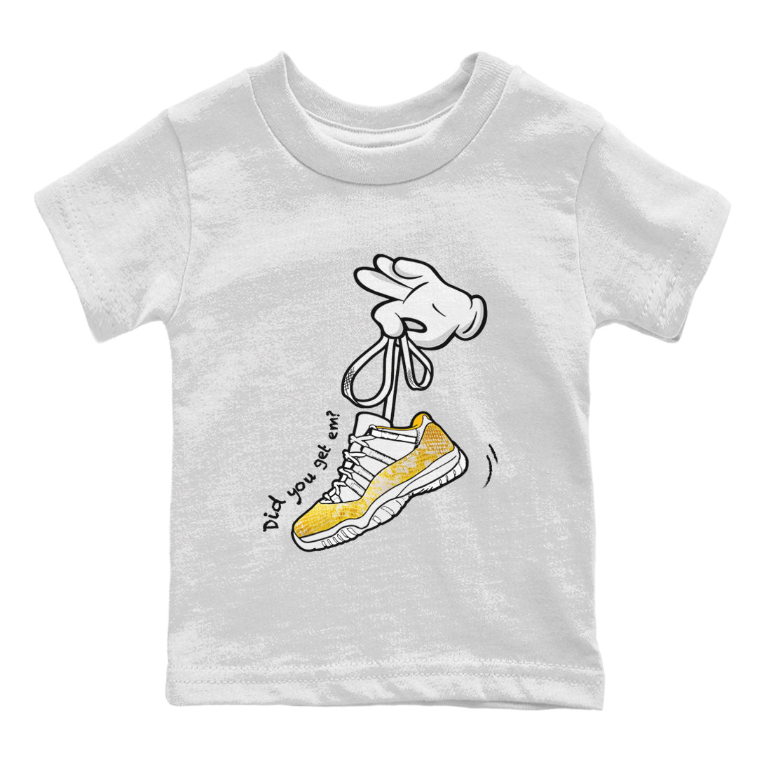 Cartoon Hands Kids Tops - Air Jordan 11 Yellow Python