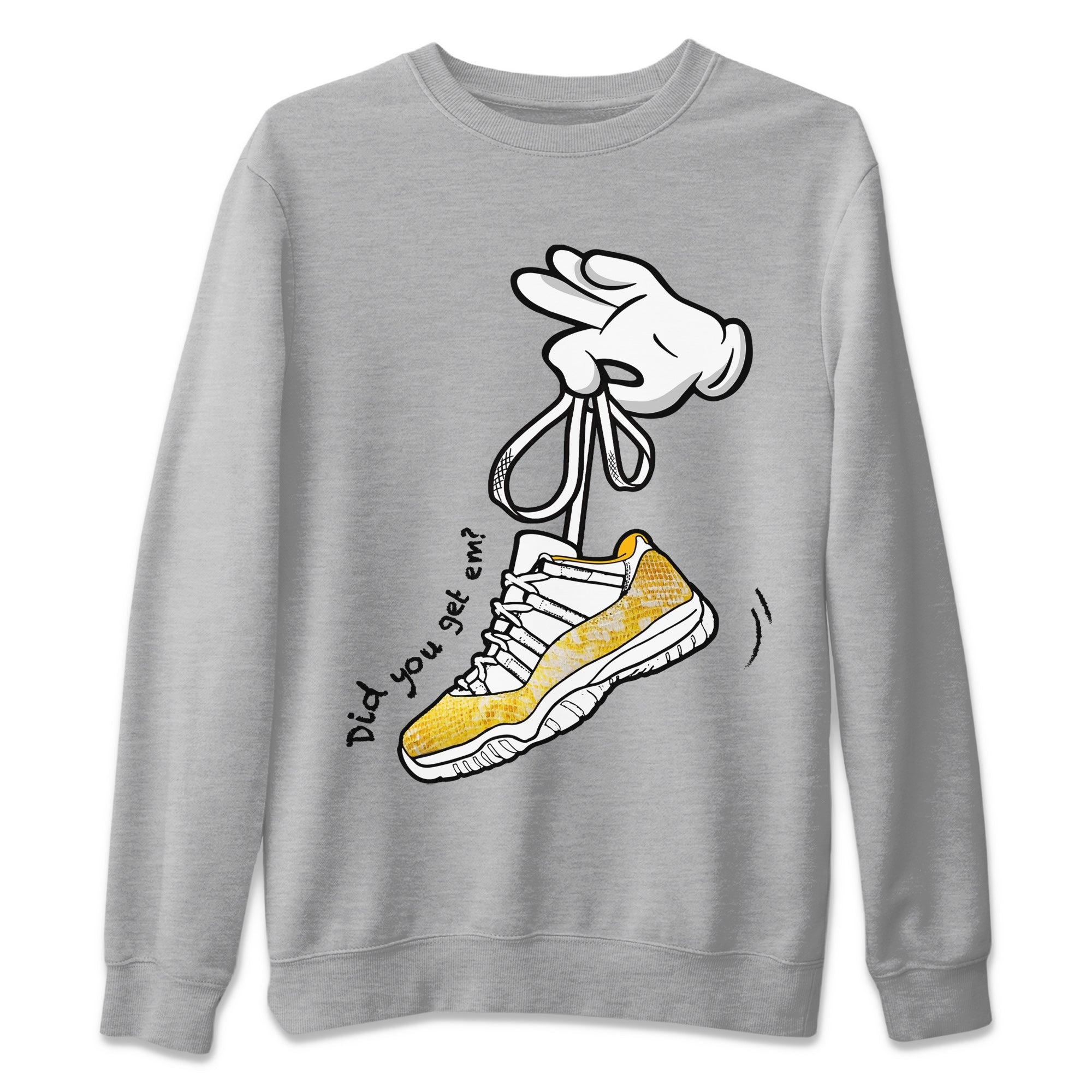 Cartoon Hands Unisex Tops - Air Jordan 11 Yellow Python