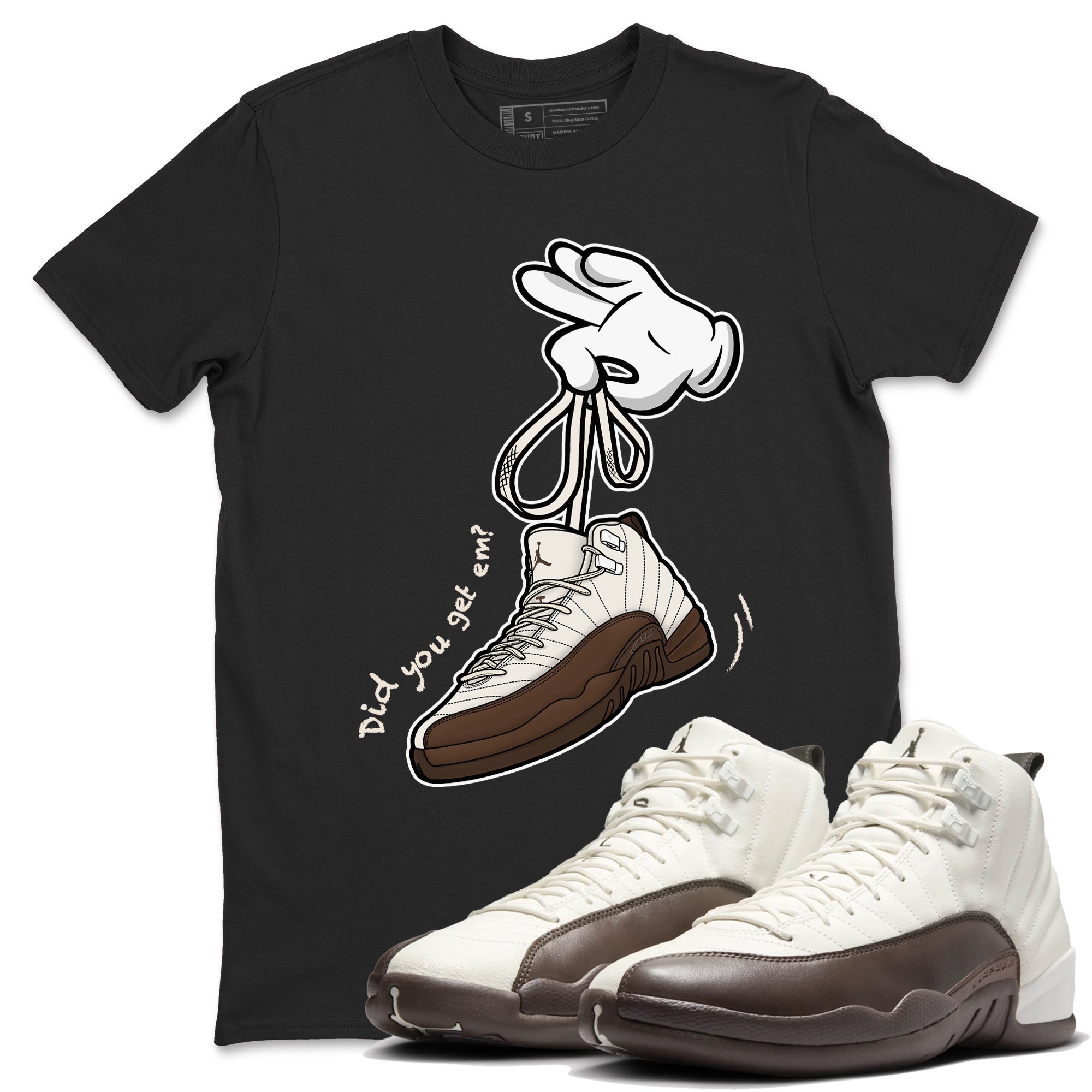 Cartoon Hands snkmatch Tees - Air Jordan 12 Baroque Brown
