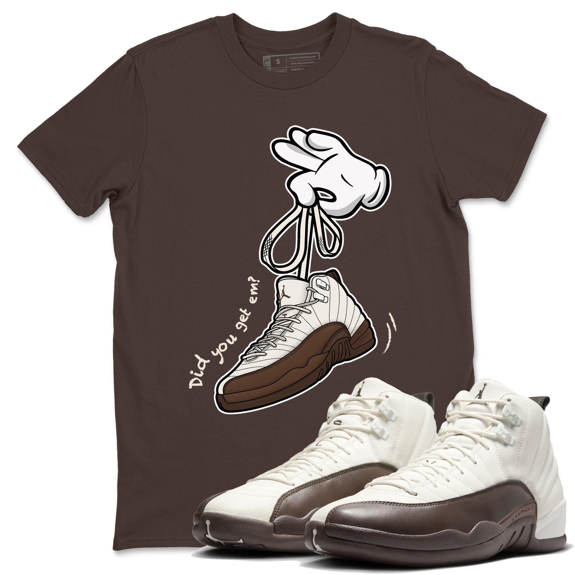 Cartoon Hands snkmatch Tees - Air Jordan 12 Baroque Brown