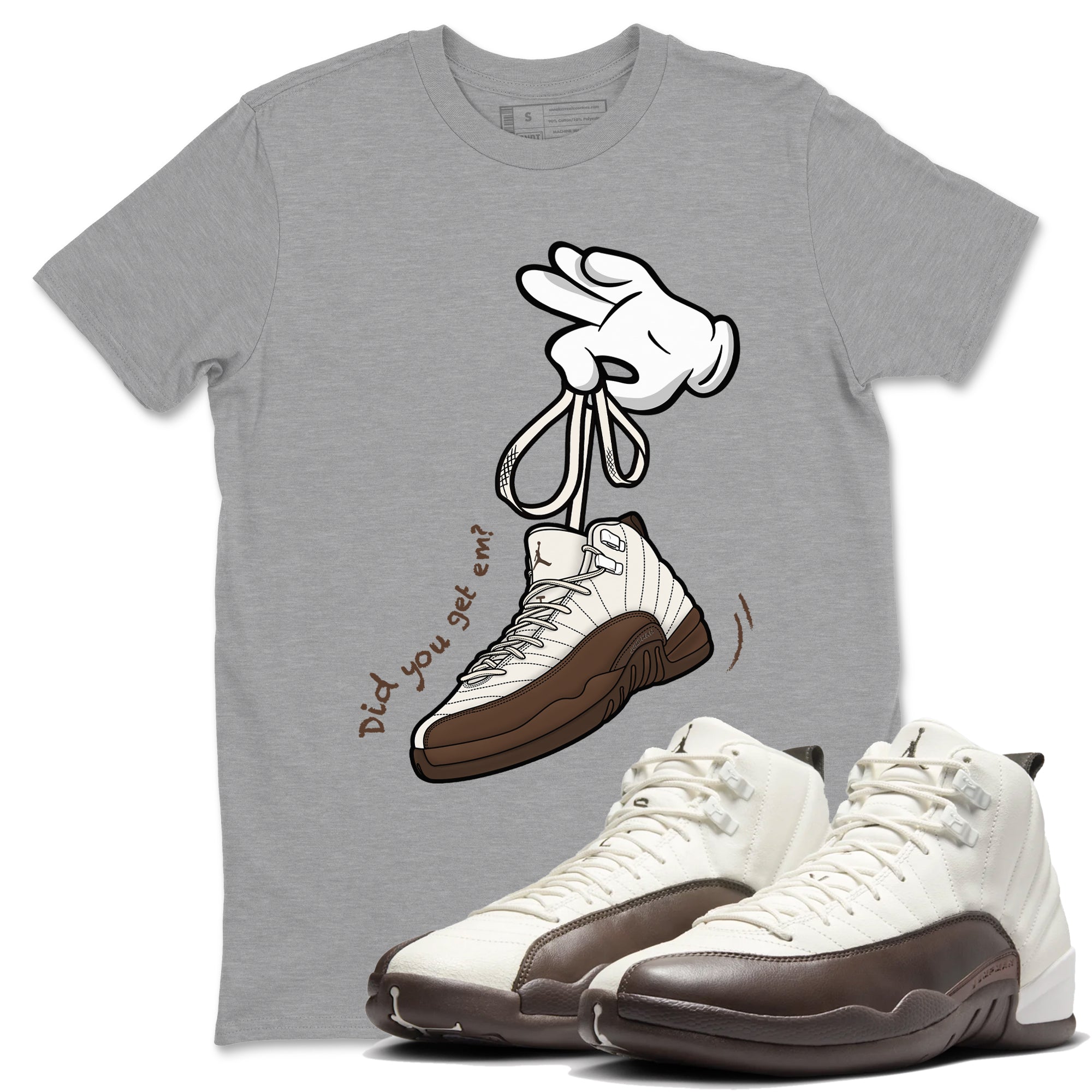 Cartoon Hands snkmatch Tees - Air Jordan 12 Baroque Brown