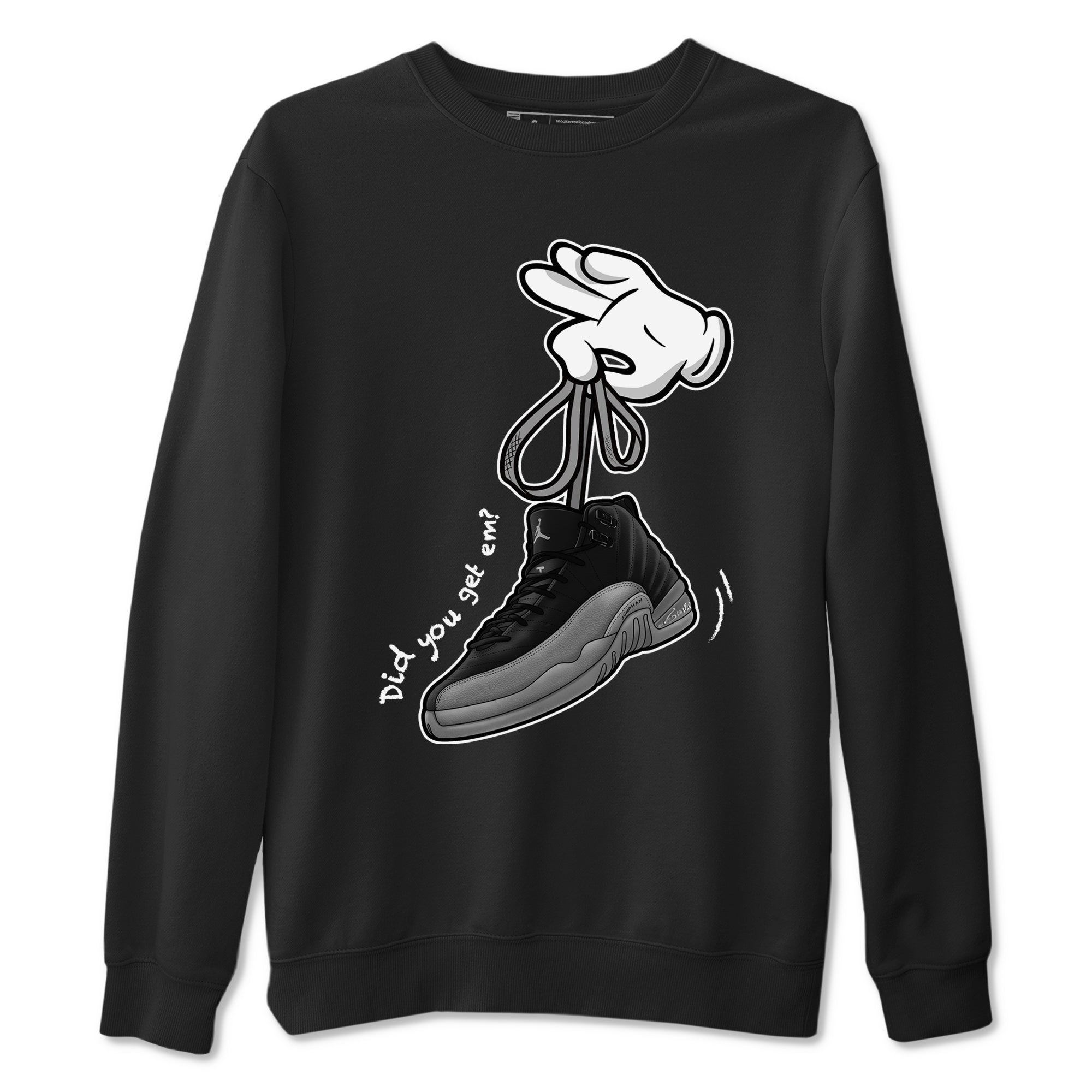 Cartoon Hands snkmatch Tees - Air Jordan 12 Black Wolf Grey