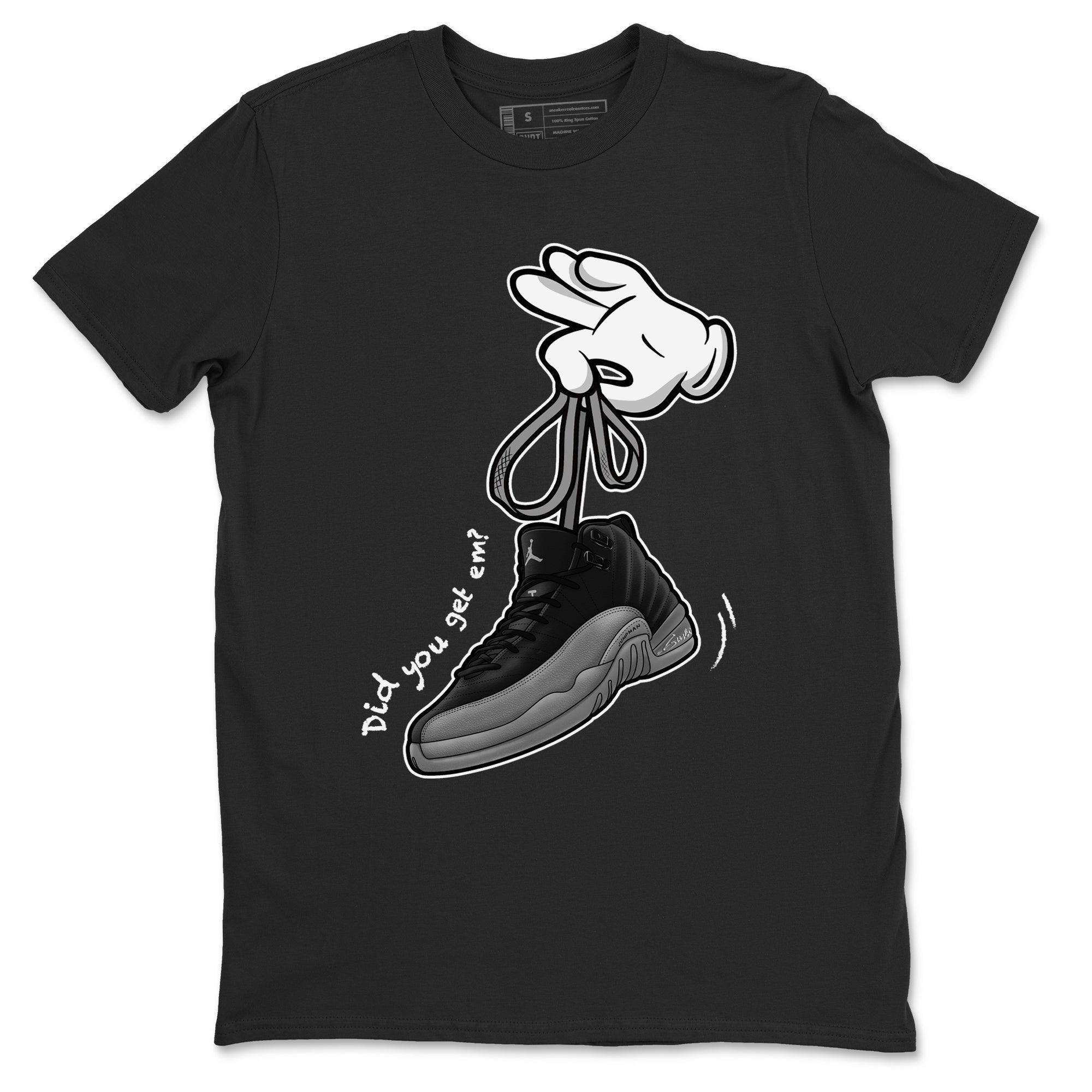 Cartoon Hands snkmatch Tees - Air Jordan 12 Black Wolf Grey