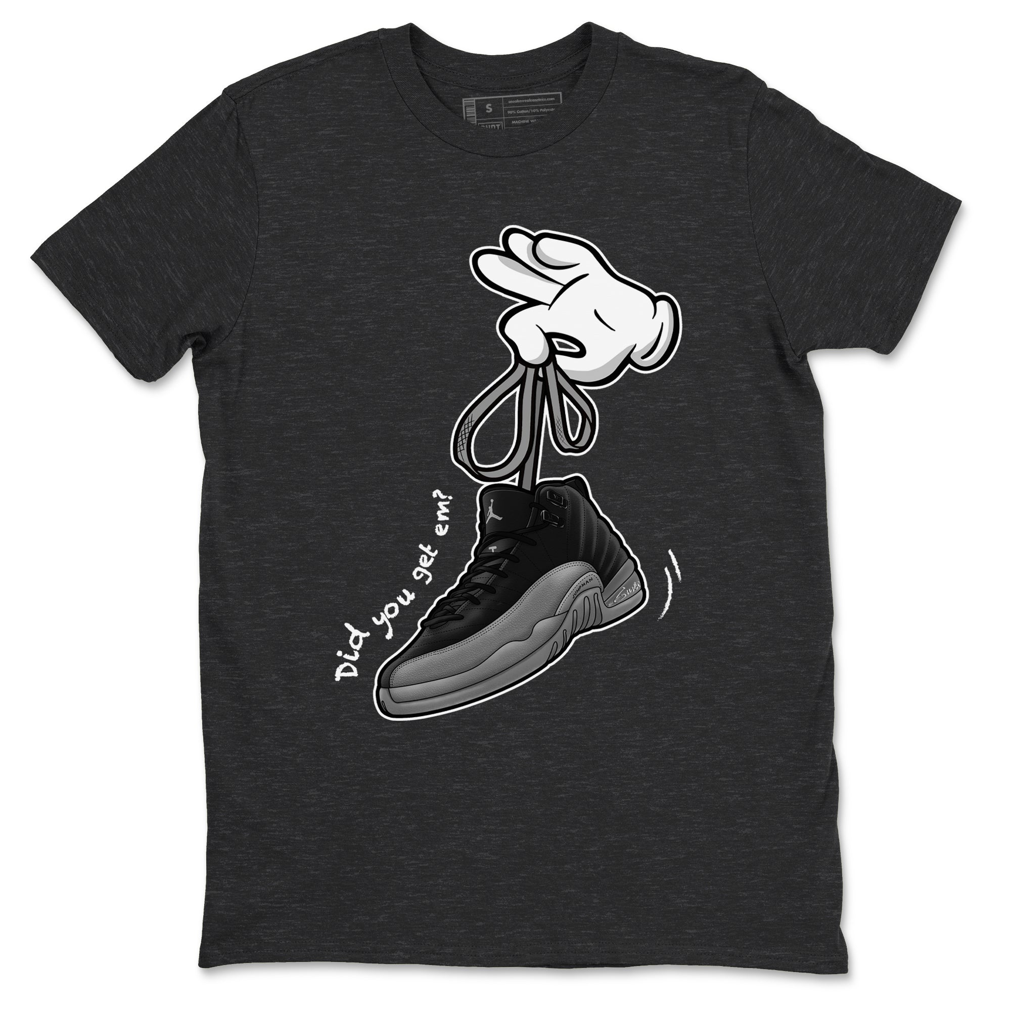 Cartoon Hands snkmatch Tees - Air Jordan 12 Black Wolf Grey
