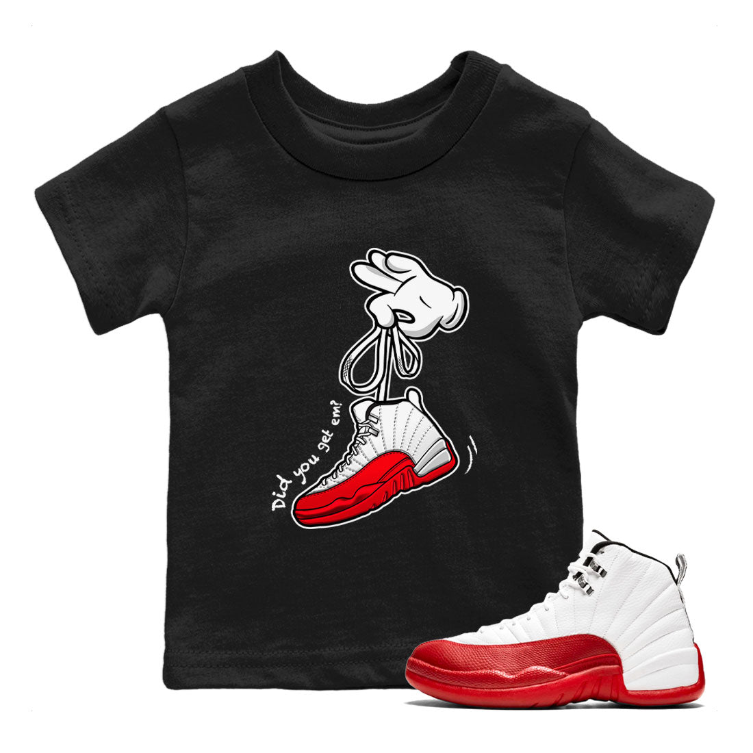 Cartoon Hands snkmatch Tee Kids - Air Jordan 12 Cherry