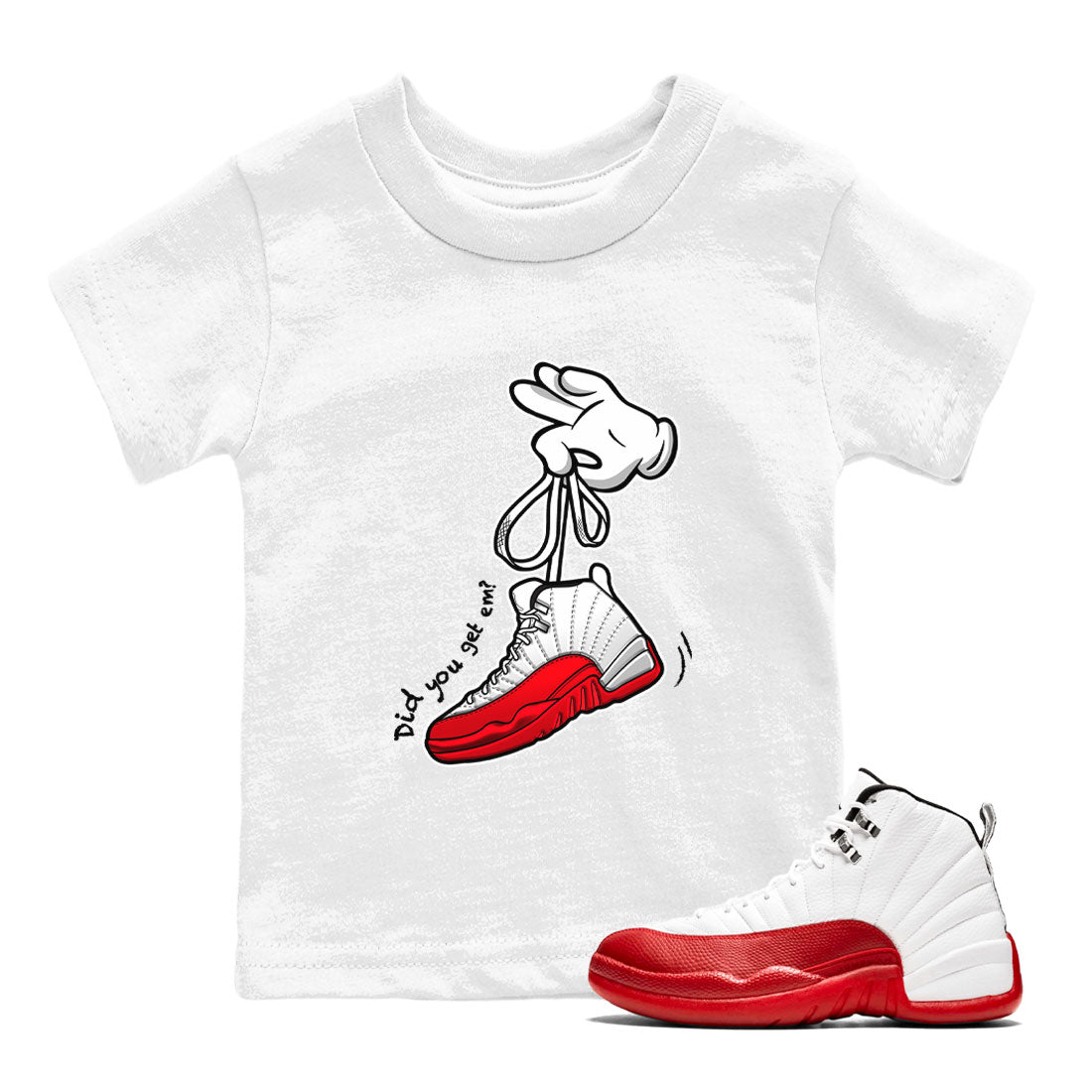 Cartoon Hands snkmatch Tee Kids - Air Jordan 12 Cherry