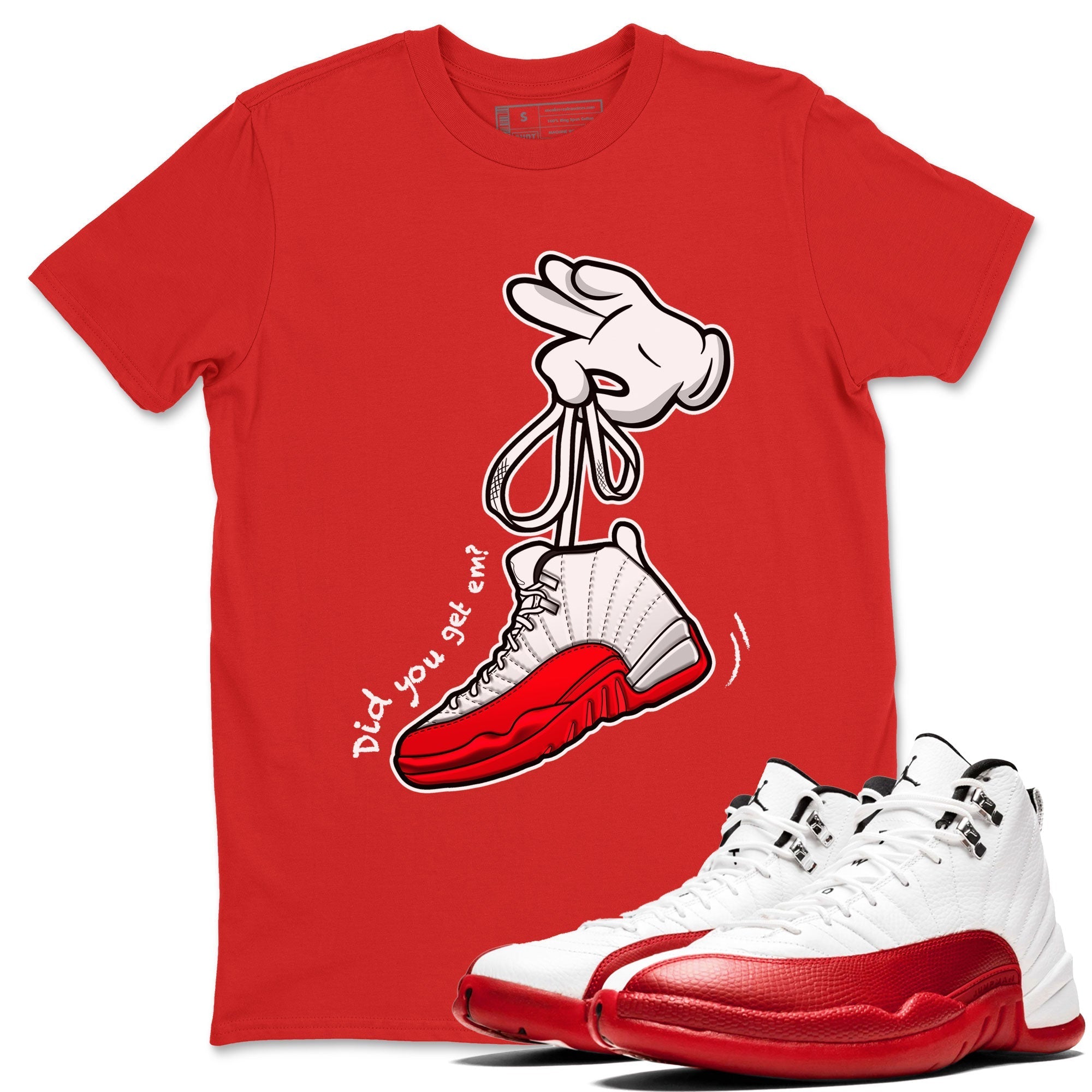 Cartoon Hands snkmatch Tee - Air Jordan 12 Cherry
