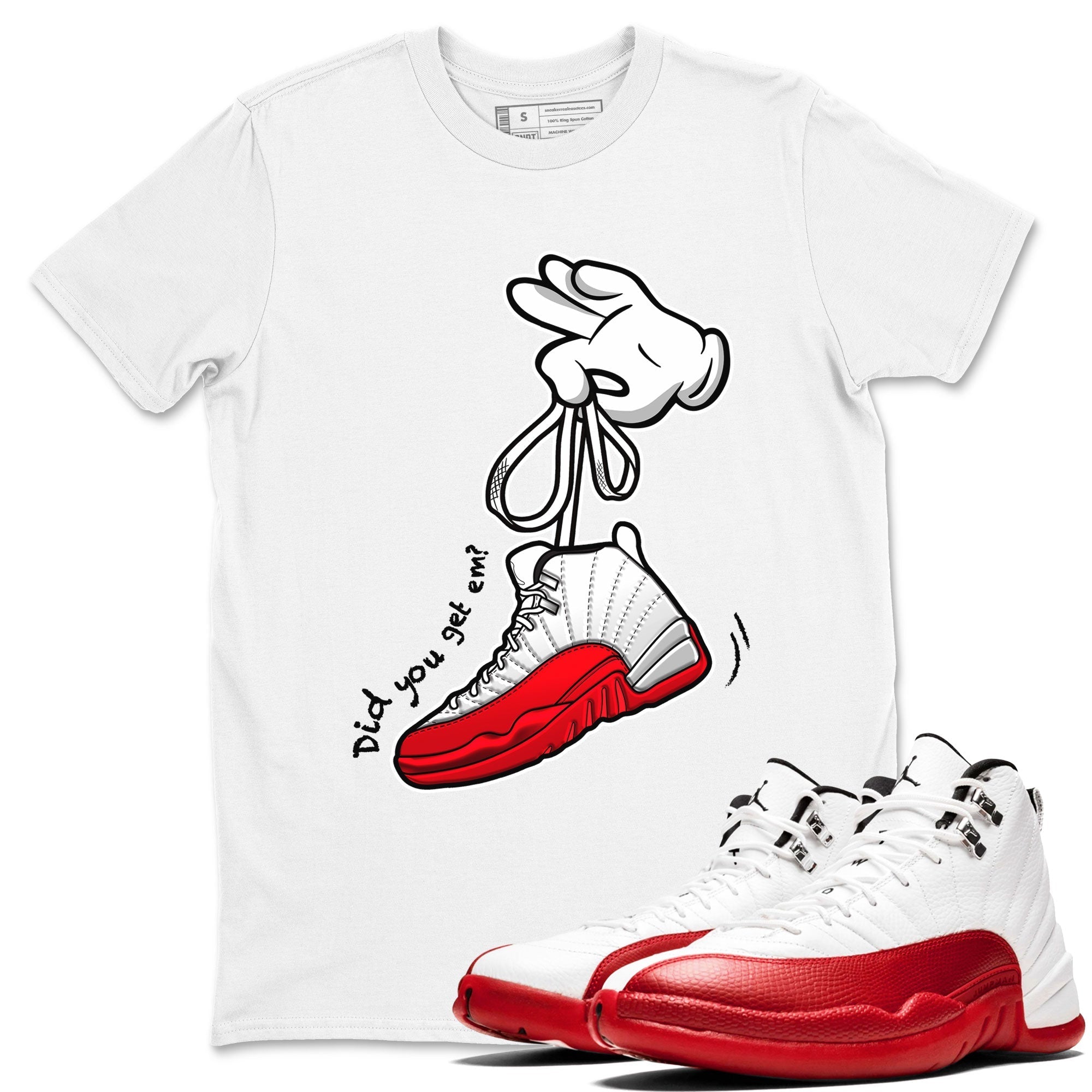 Cartoon Hands snkmatch Tee - Air Jordan 12 Cherry