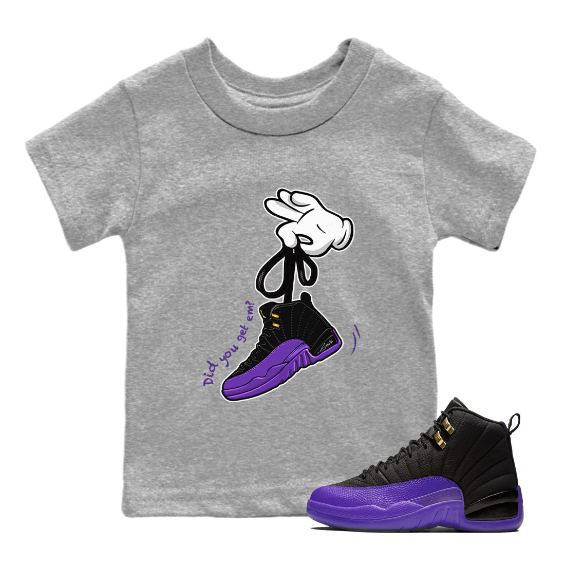 Cartoon Hands Kids Tops - Air Jordan 12 Field Purple