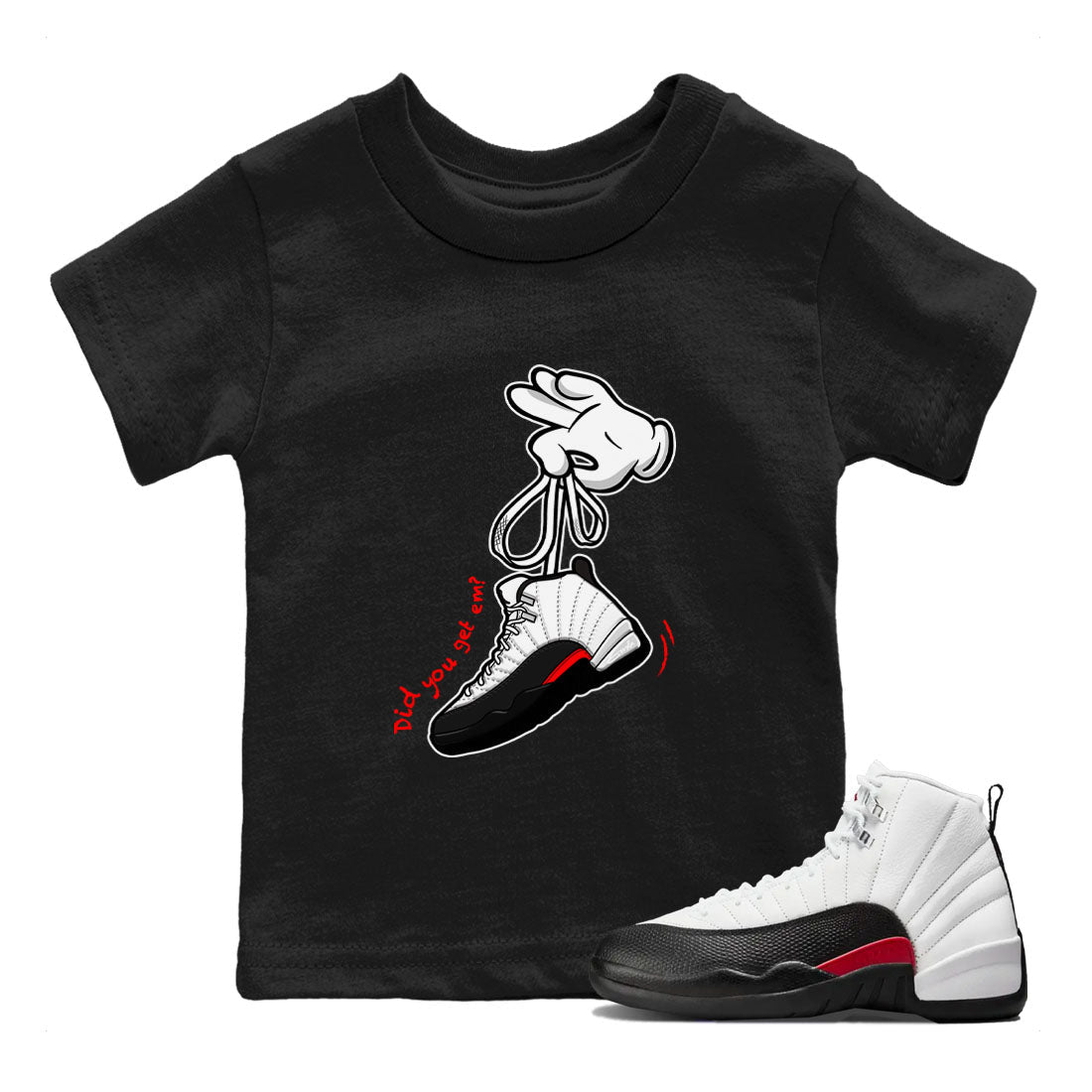 Cartoon Hands snkmatch Tees Kids - Air Jordan 12 Taxi Flip