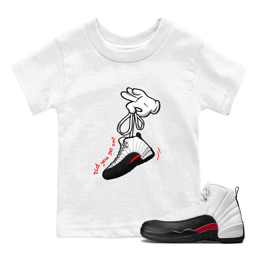 Cartoon Hands snkmatch Tees Kids - Air Jordan 12 Taxi Flip