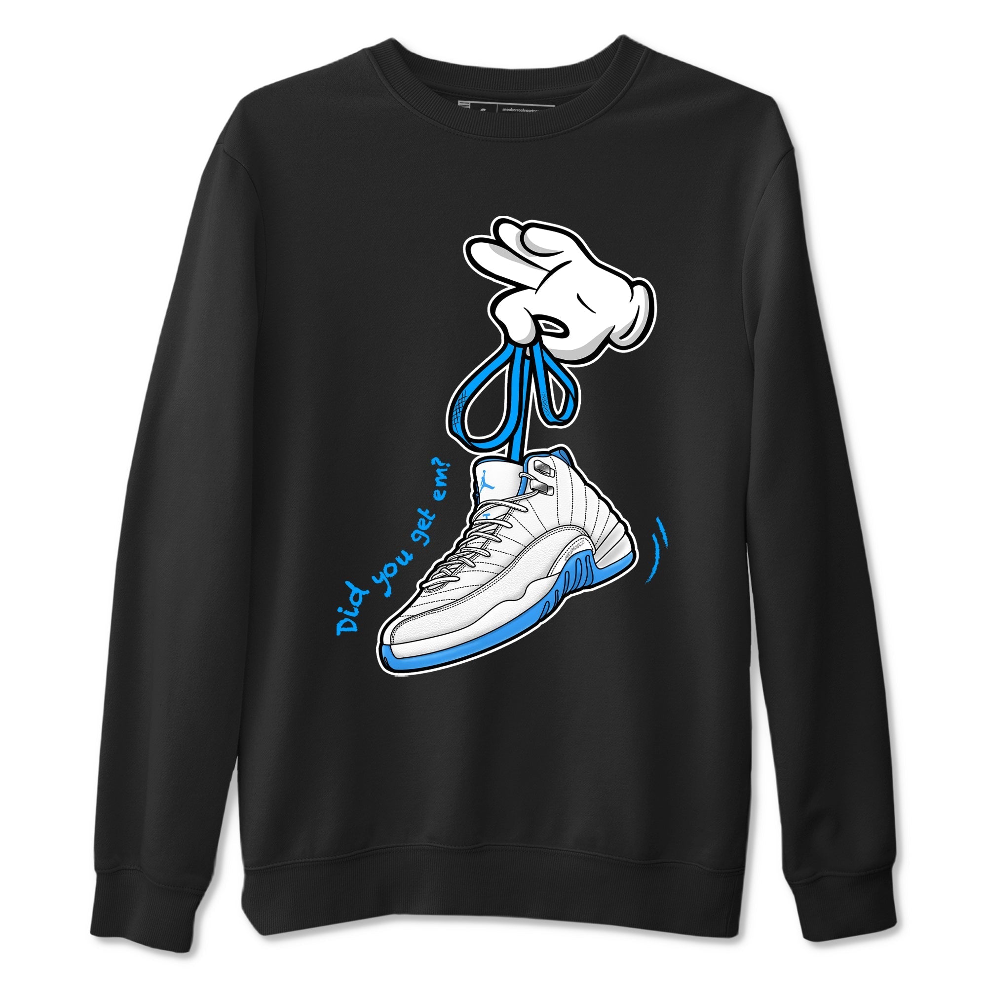 Cartoon Hands snkmatch Tees - Air Jordan 12 White and University Blue