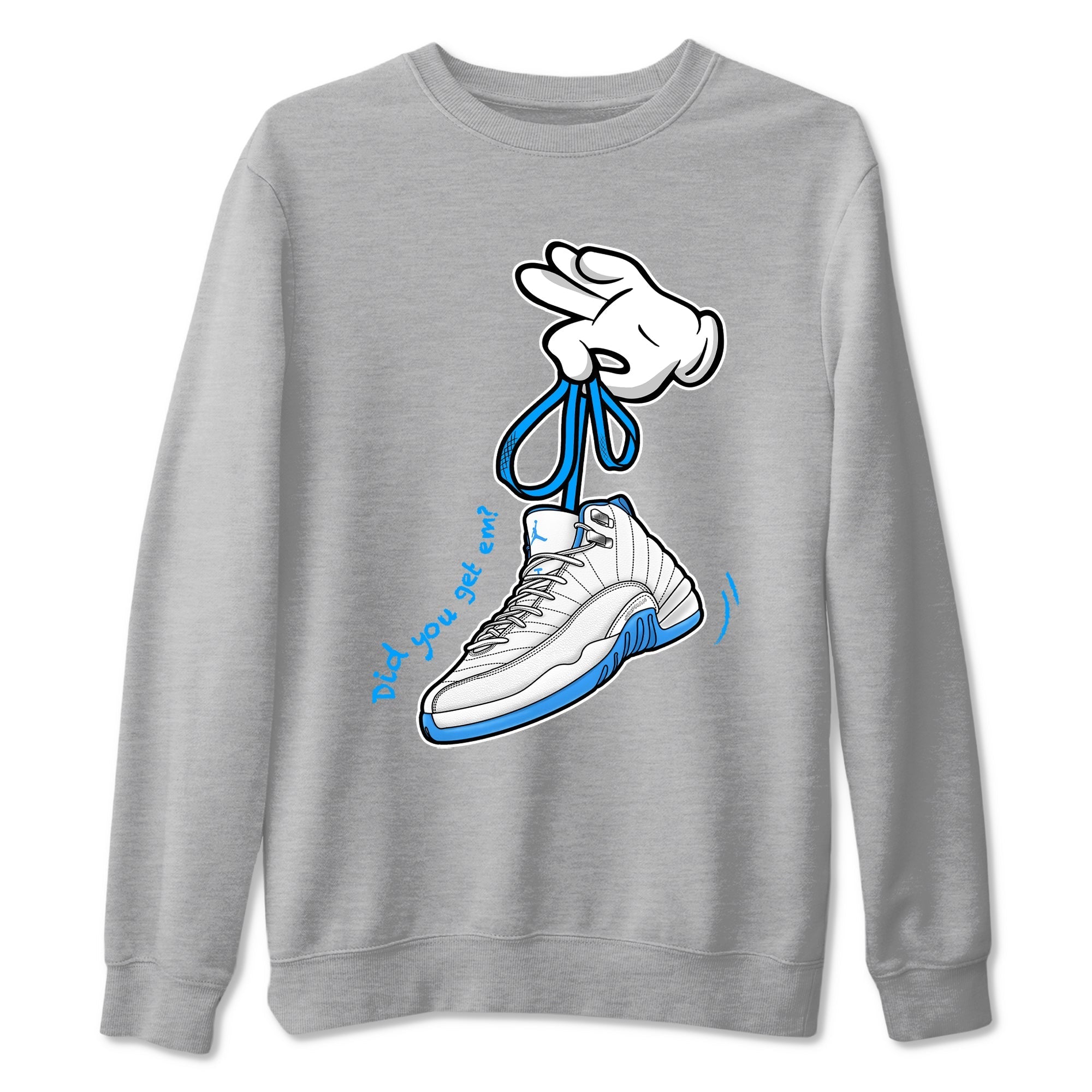Cartoon Hands snkmatch Tees - Air Jordan 12 White and University Blue