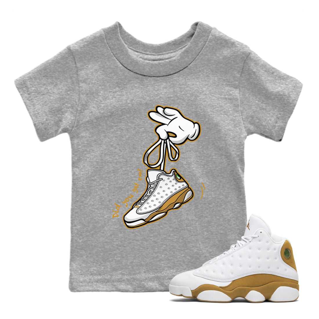 Cartoon Hands Kids Tops - Air Jordan 13 Wheat