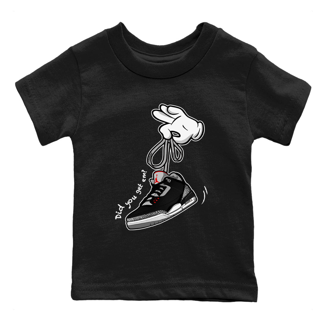 Cartoon Hands snkmatch Tees Kids - Air Jordan 3 Black Cement
