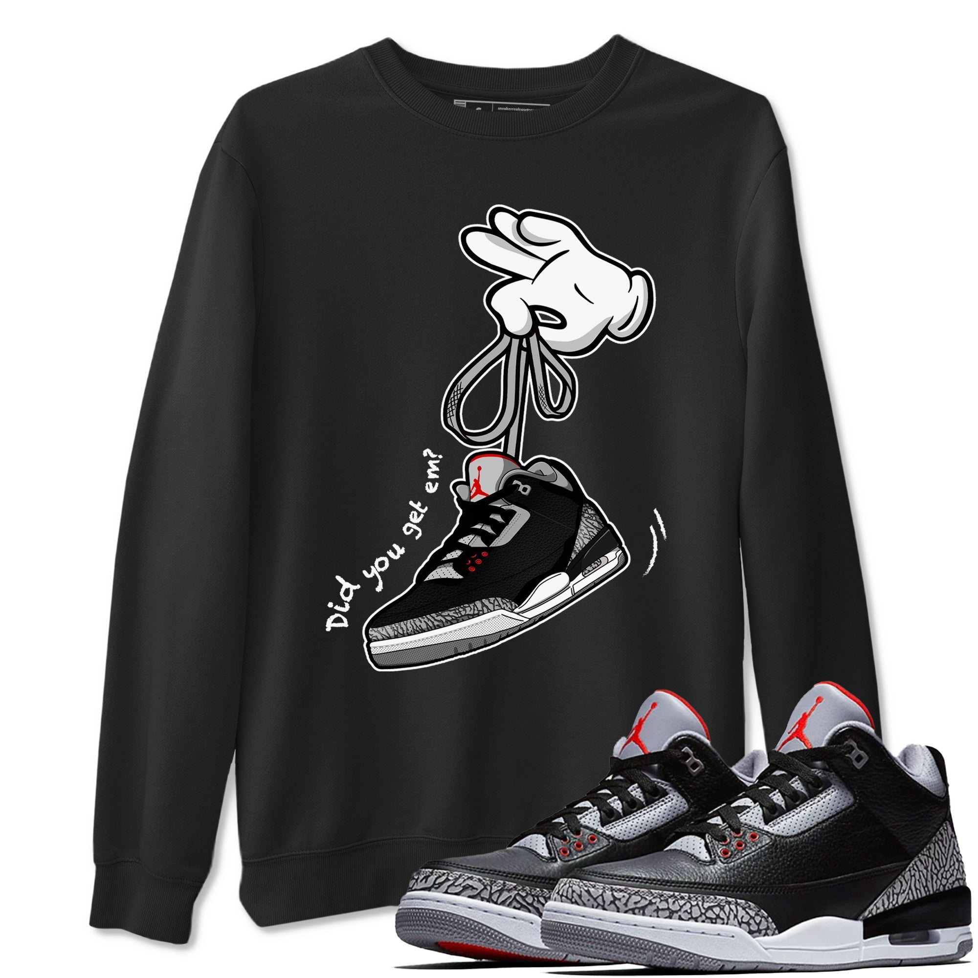 Cartoon Hands snkmatch Tees - Air Jordan 3 Black Cement