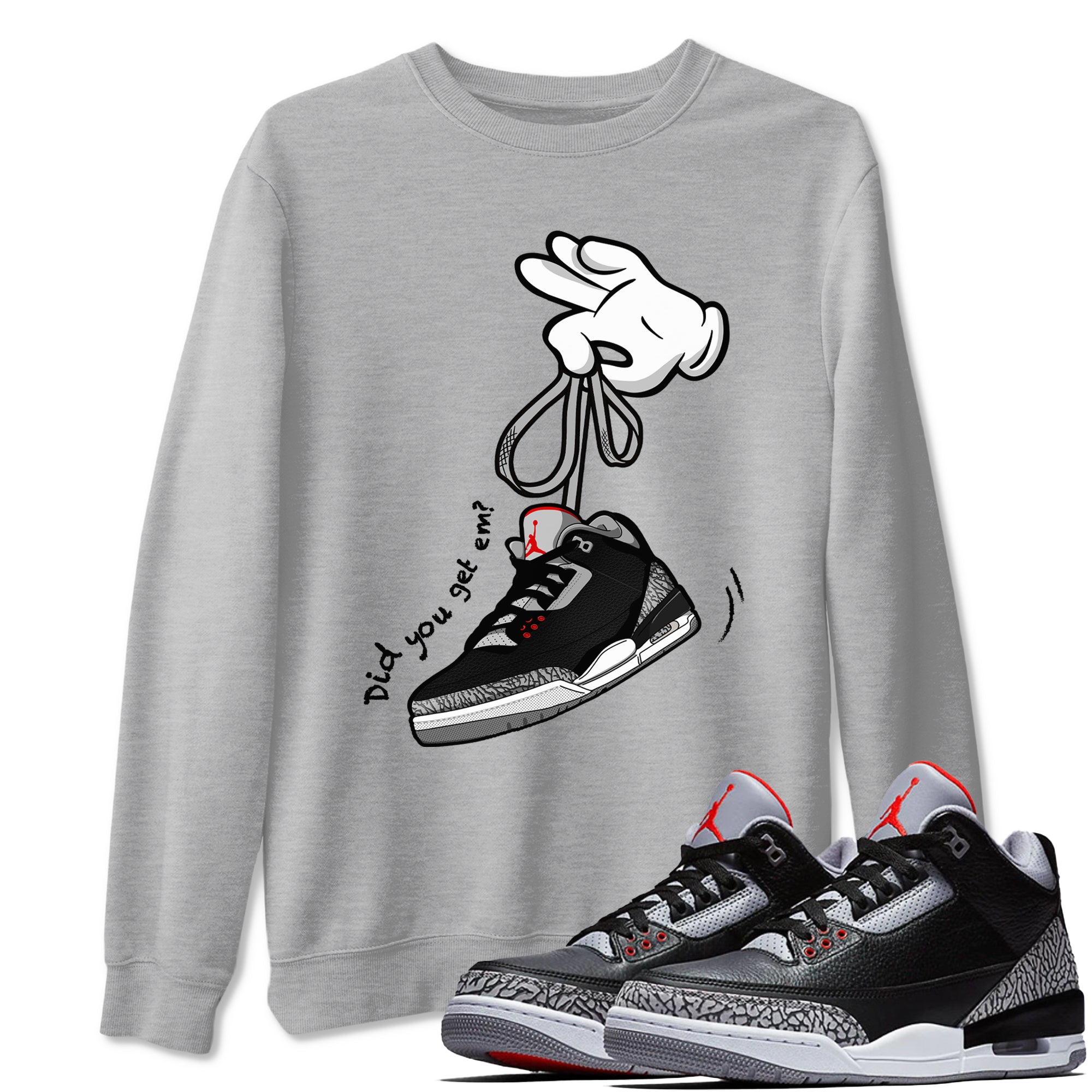 Cartoon Hands snkmatch Tees - Air Jordan 3 Black Cement