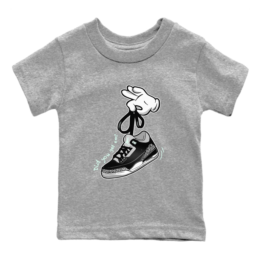 Cartoon Hands snkmatch Tees Kids - Air Jordan 3 Green Glow