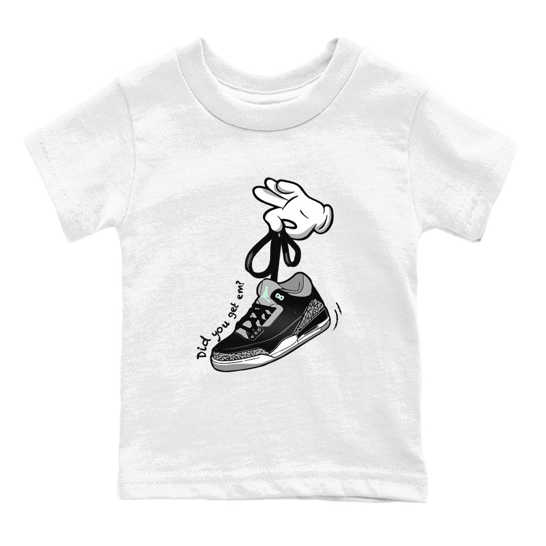 Cartoon Hands snkmatch Tees Kids - Air Jordan 3 Green Glow