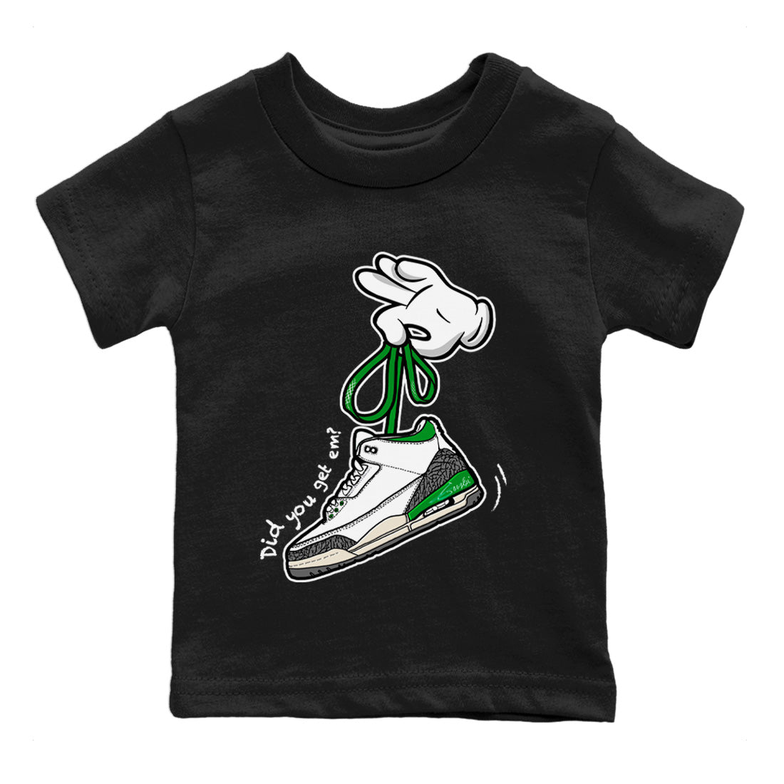 Cartoon Hands Kids Tops - Air Jordan 3 Lucky Green