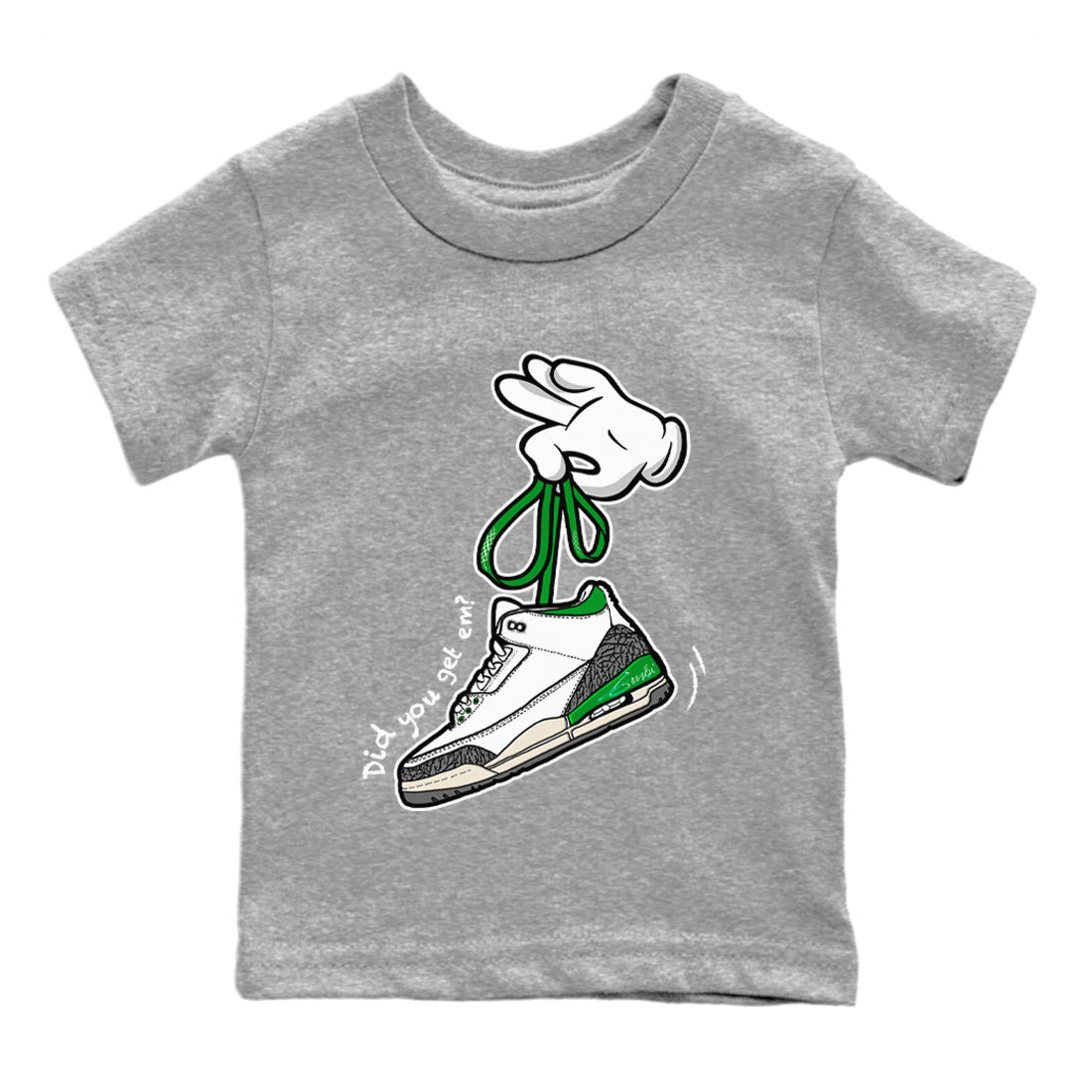 Cartoon Hands Kids Tops - Air Jordan 3 Lucky Green