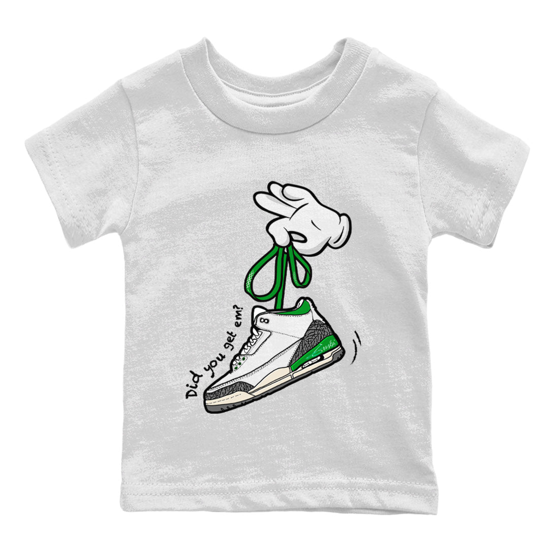 Cartoon Hands Kids Tops - Air Jordan 3 Lucky Green