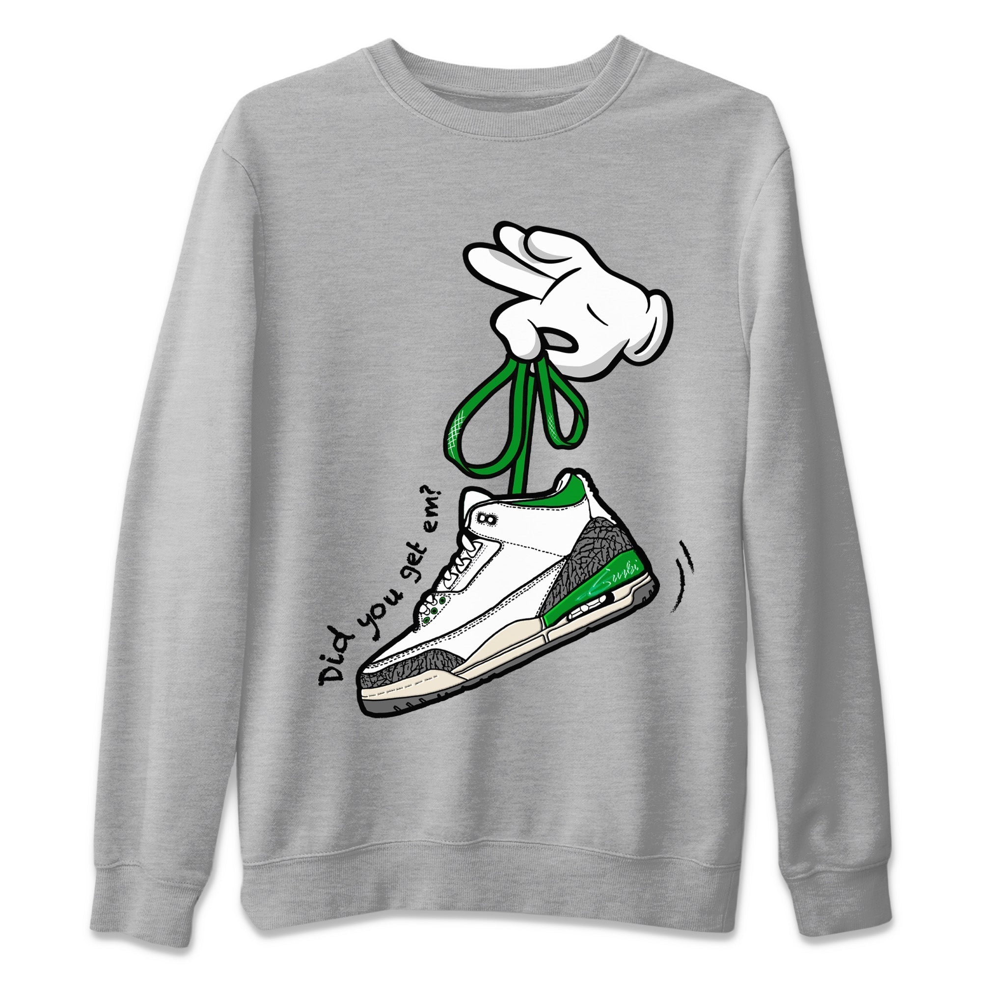 Cartoon Hands Unisex Tops - Air Jordan 3 Lucky Green