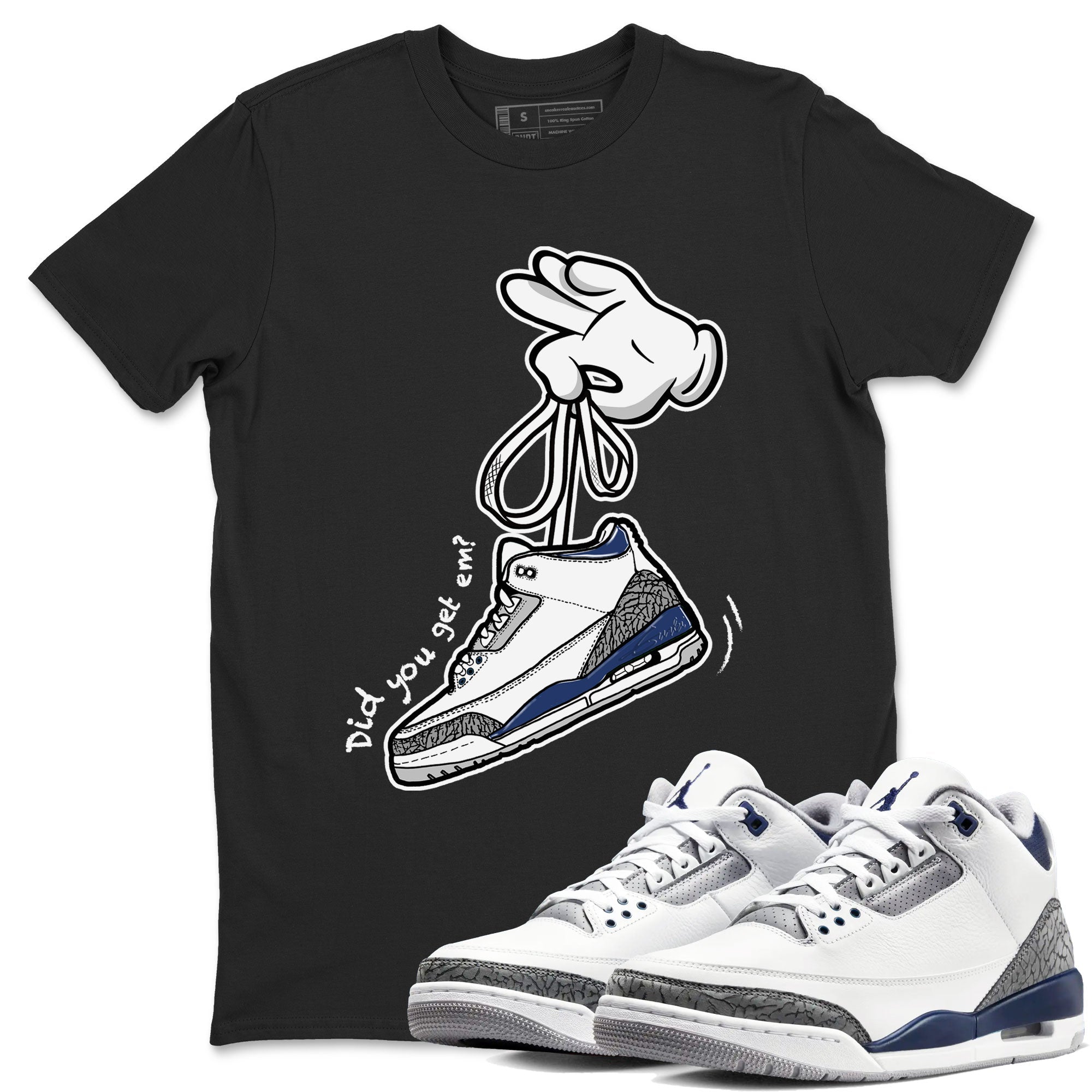 Cartoon Hands snkmatch Tees - Air Jordan 3 Midnight Navy 2023