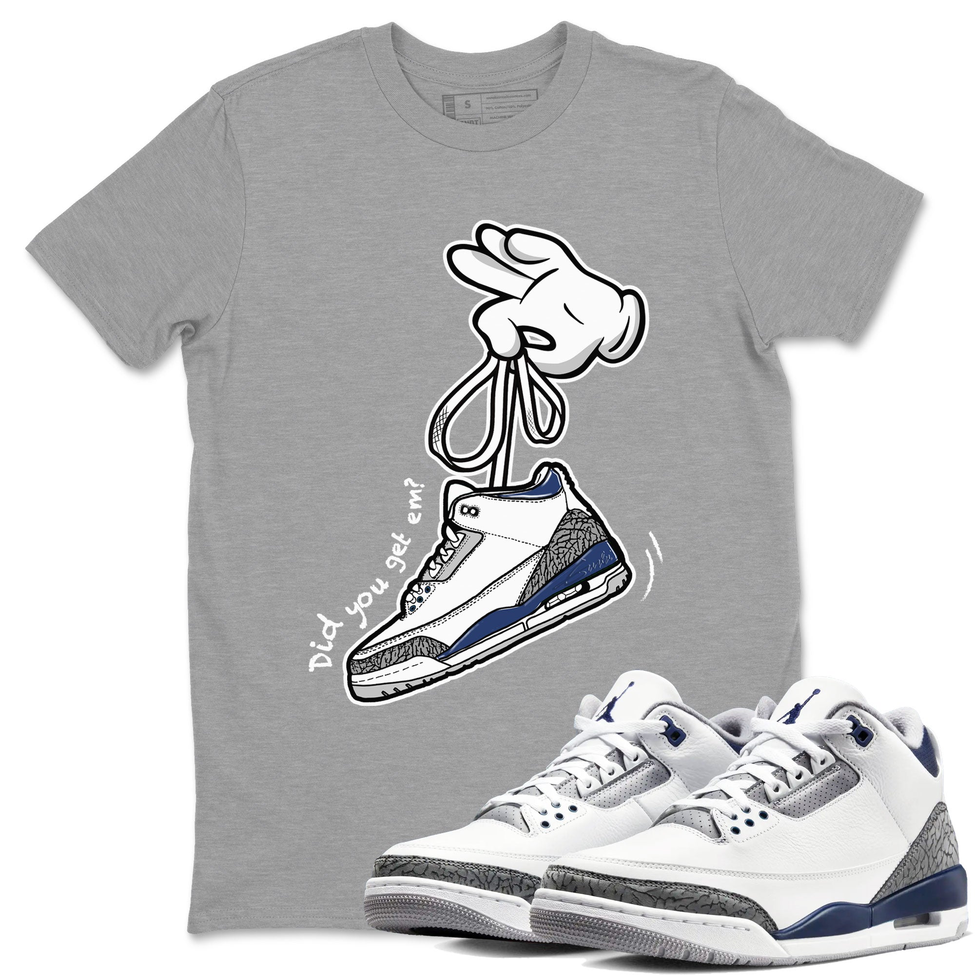 Cartoon Hands snkmatch Tees - Air Jordan 3 Midnight Navy 2023