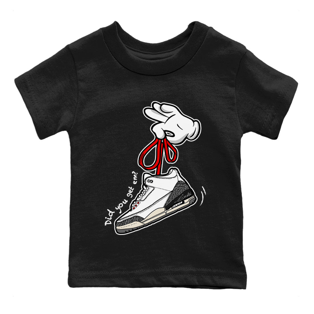 Cartoon Hands Kids Tops - Air Jordan 3 White Cement
