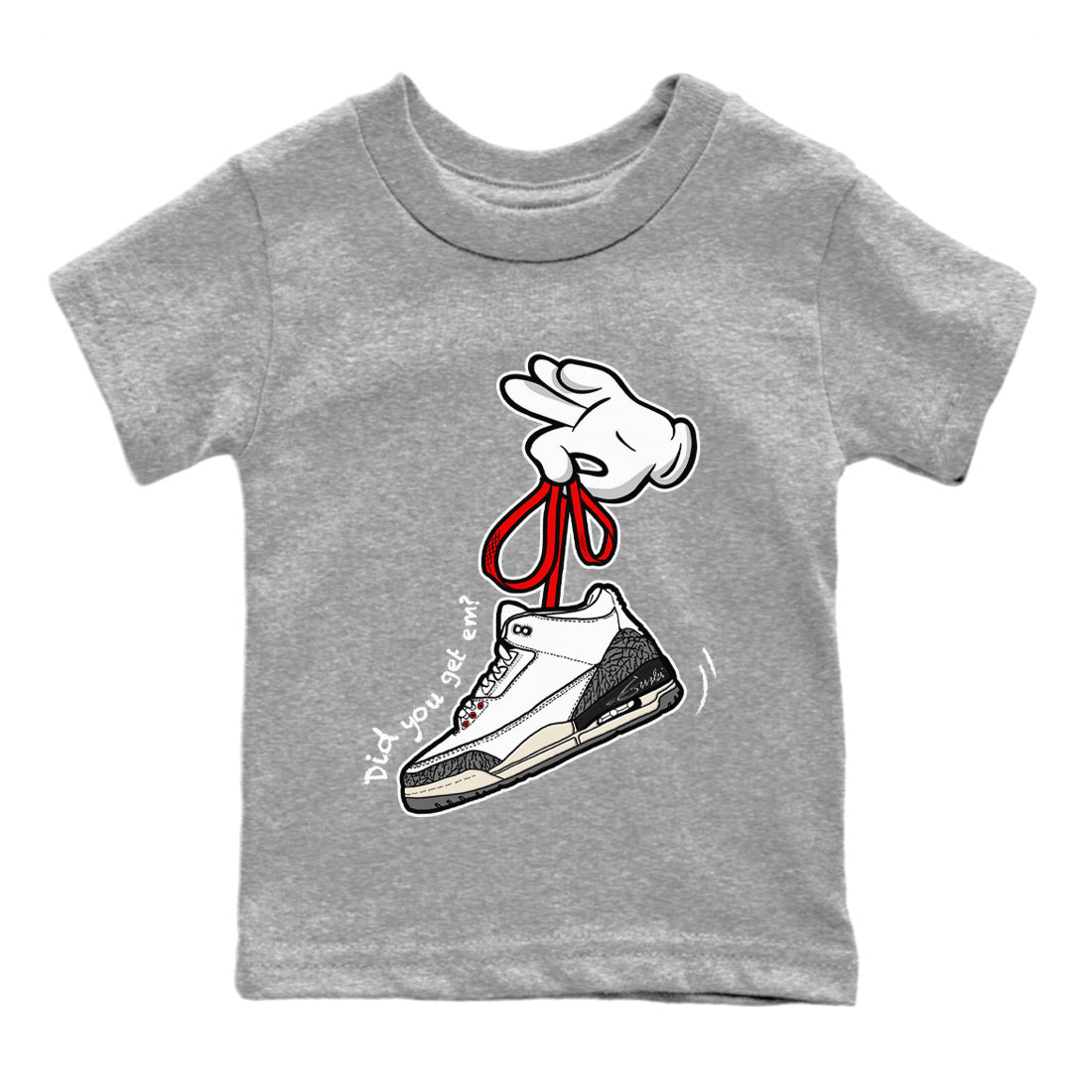 Cartoon Hands Kids Tops - Air Jordan 3 White Cement