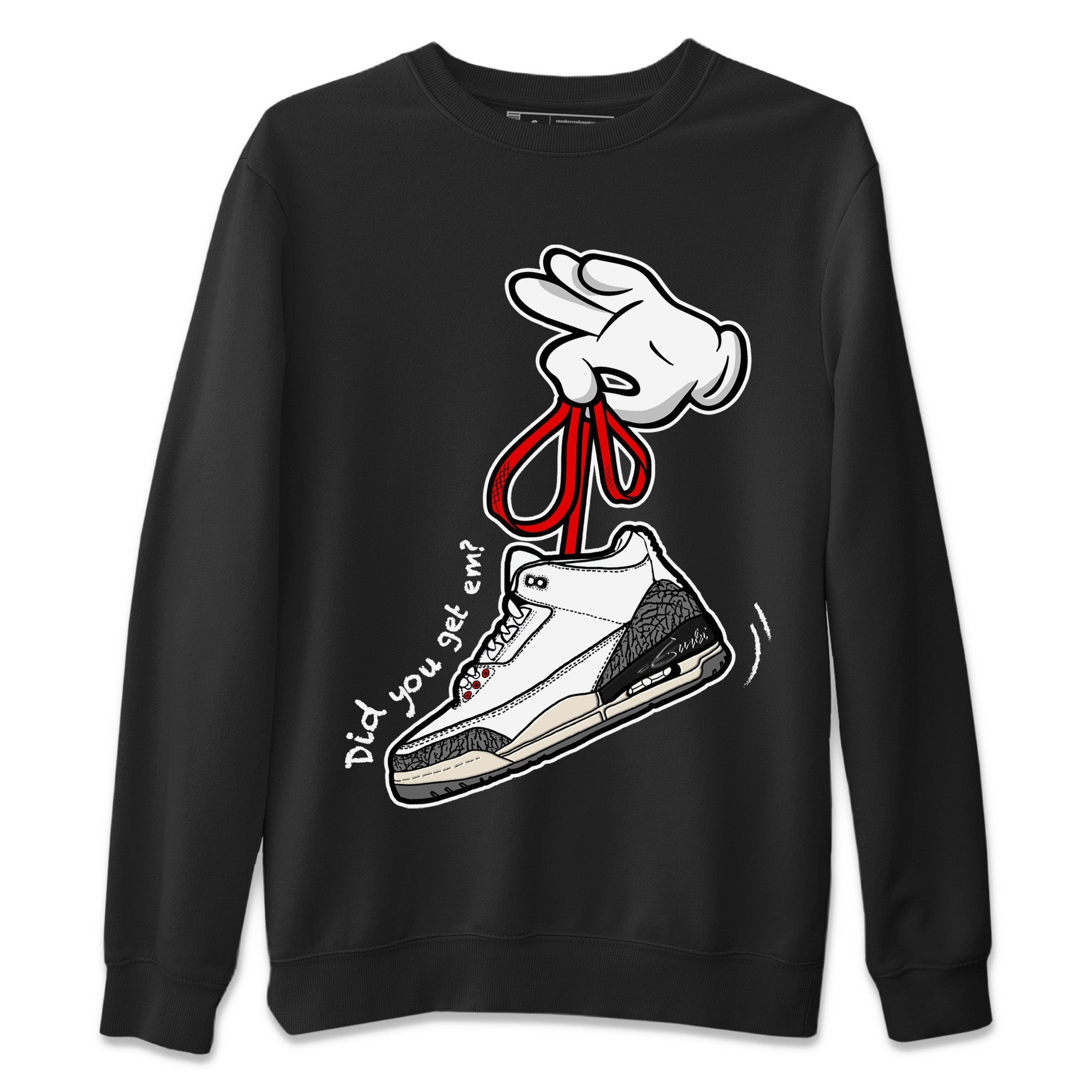 Cartoon Hands Unisex Tops - Air Jordan 3 White Cement