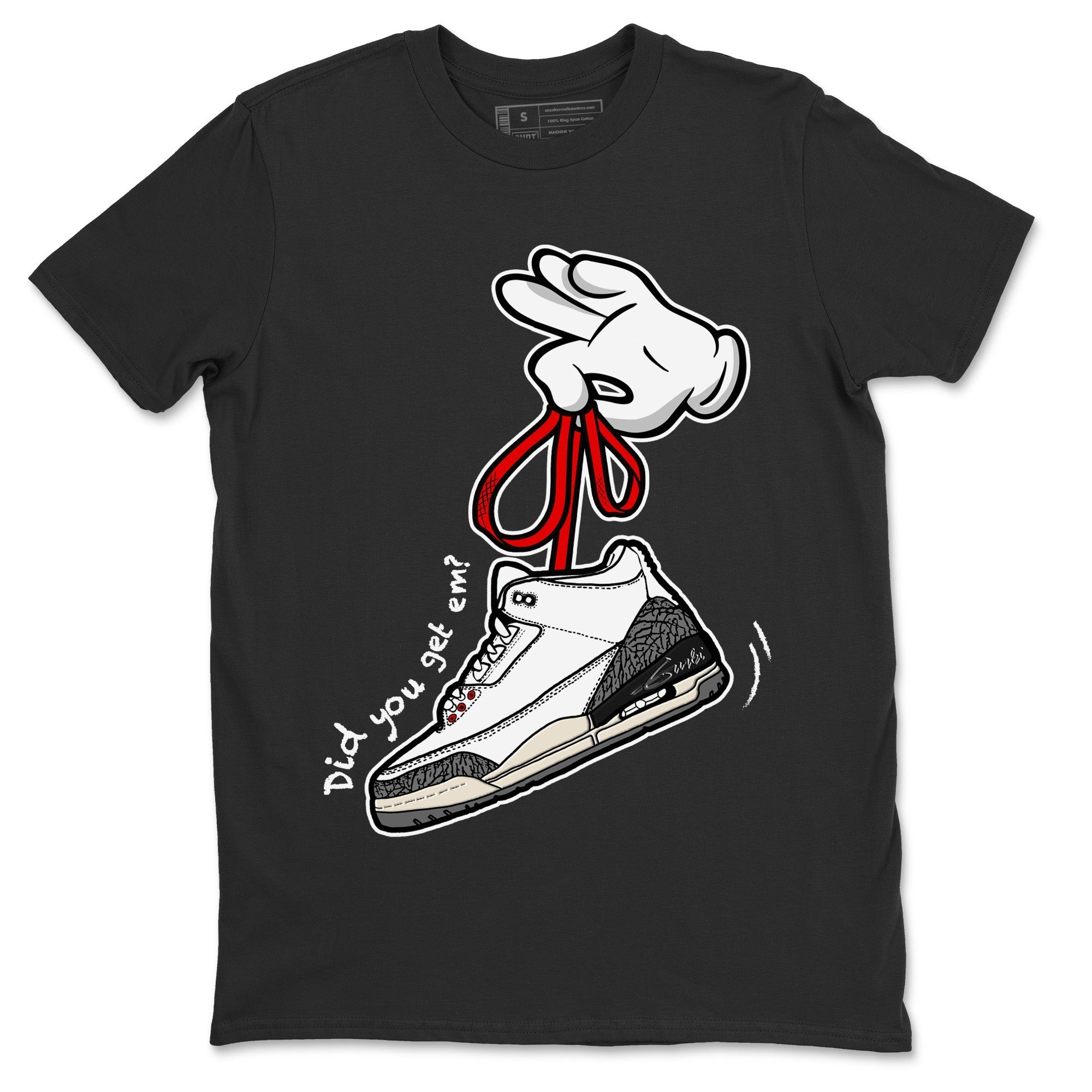 Cartoon Hands Unisex Tops - Air Jordan 3 White Cement