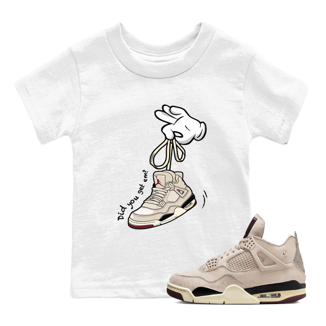 Cartoon Hands snkmatch Tees Kids - Air Jordan 4 A Ma Maniere x Fossil Stone