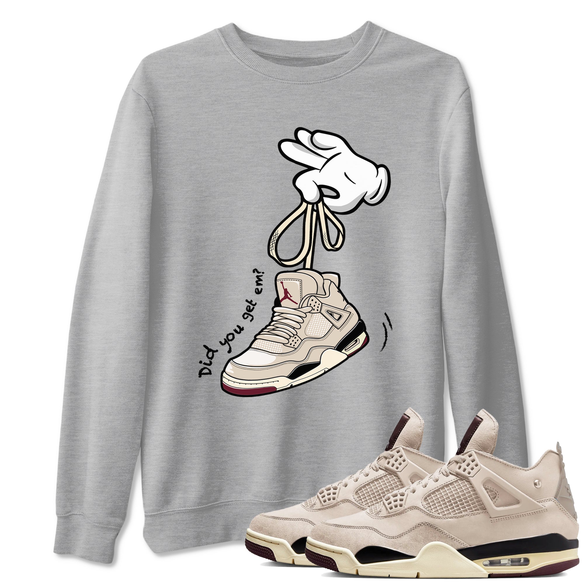 Cartoon Hands snkmatch Tees - Air Jordan 4 A Ma Maniere x Fossil Stone